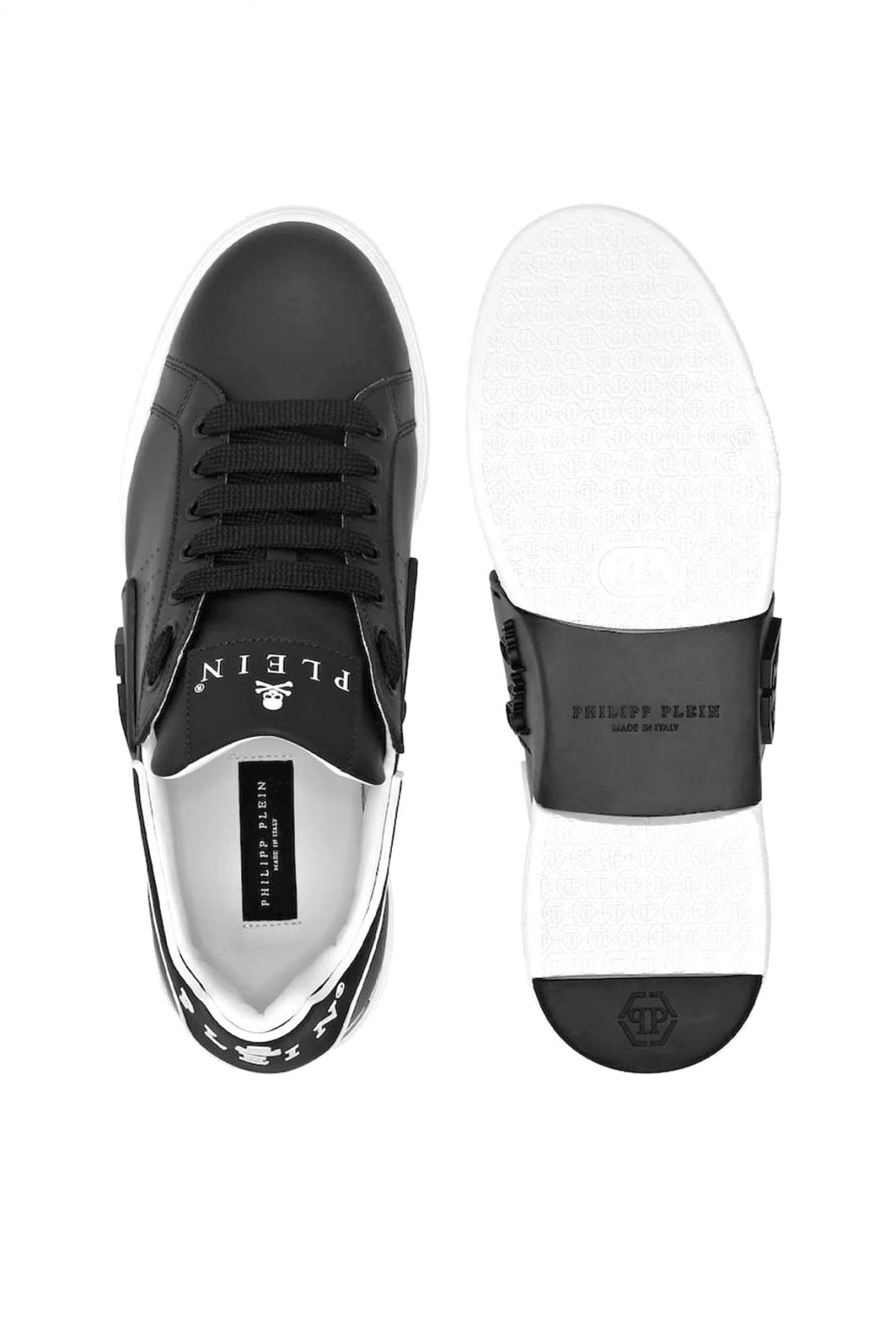 PHILIPP PLEIN ΠΑΠΟΥΤΣΙΑ SNEAKERS LOW TOP HEXAGON LOGO ΜΑΥΡΟ