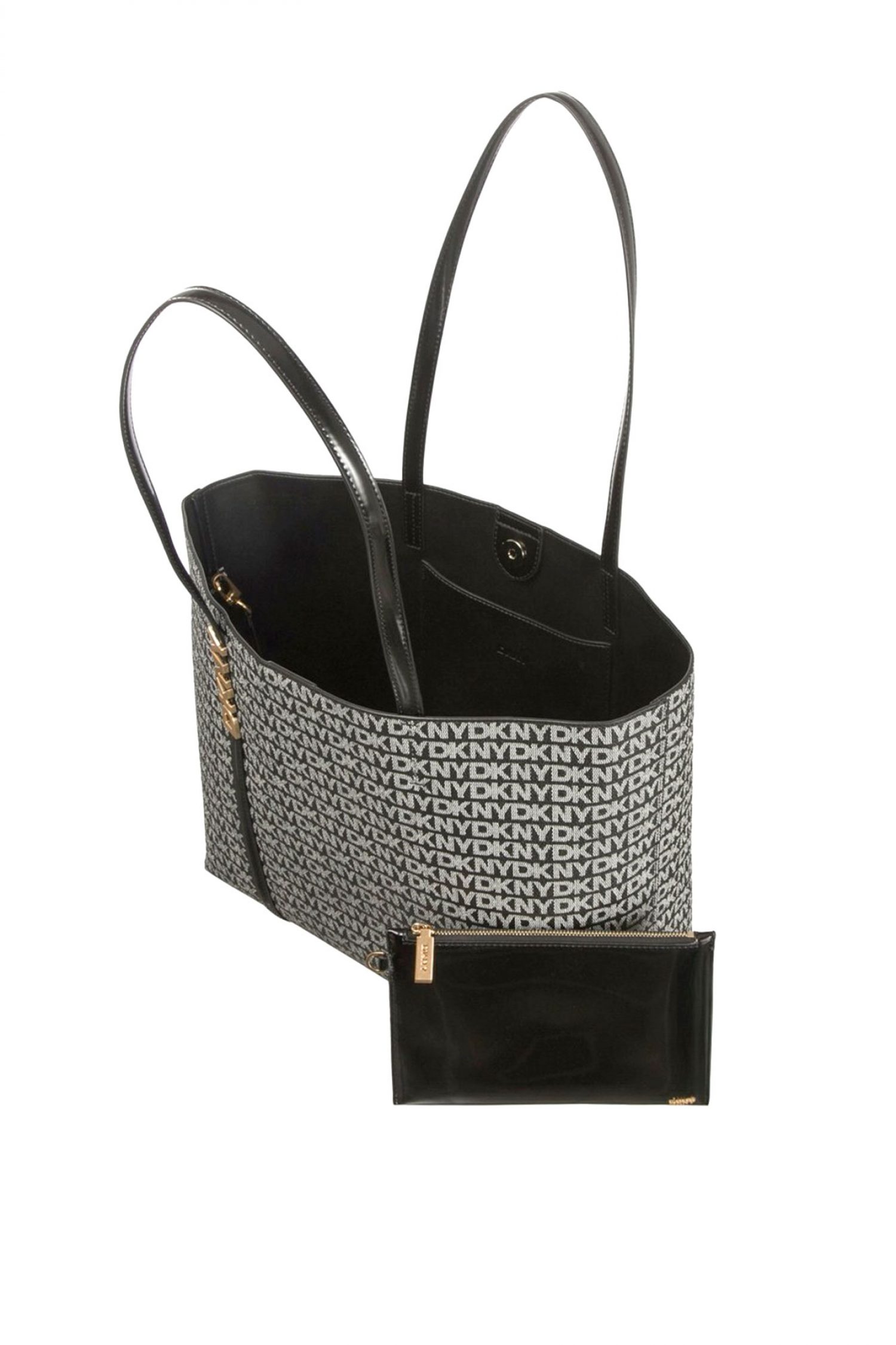 DKNY ΤΣΑΝΤΑ ΩΜΟΥ AVRIL TOTE ALL OVER LOGO ΜΑΥΡΟ