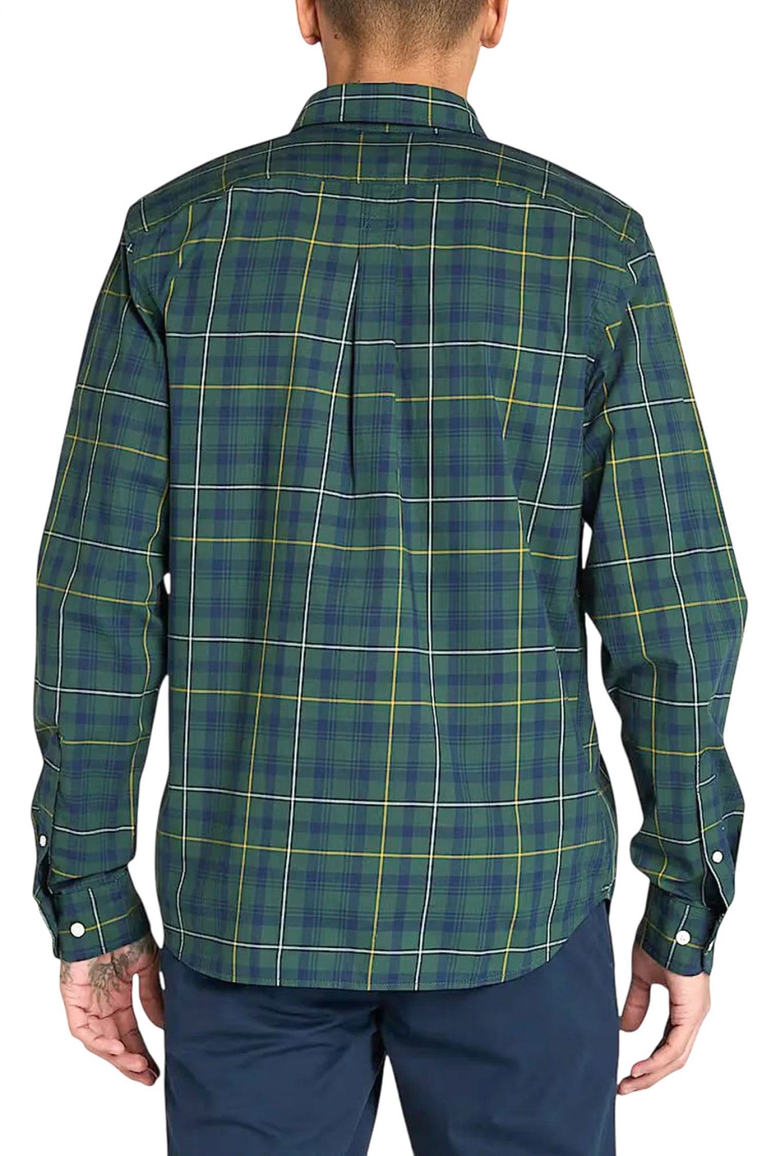 TIMBERLAND ΠΟΥΚΑΜΙΣΟ BUTTON DOWN ΚΑΡΩ SLIM FIT COMFORT STRETCH ΠΡΑΣΙΝΟ-ΜΠΛΕ