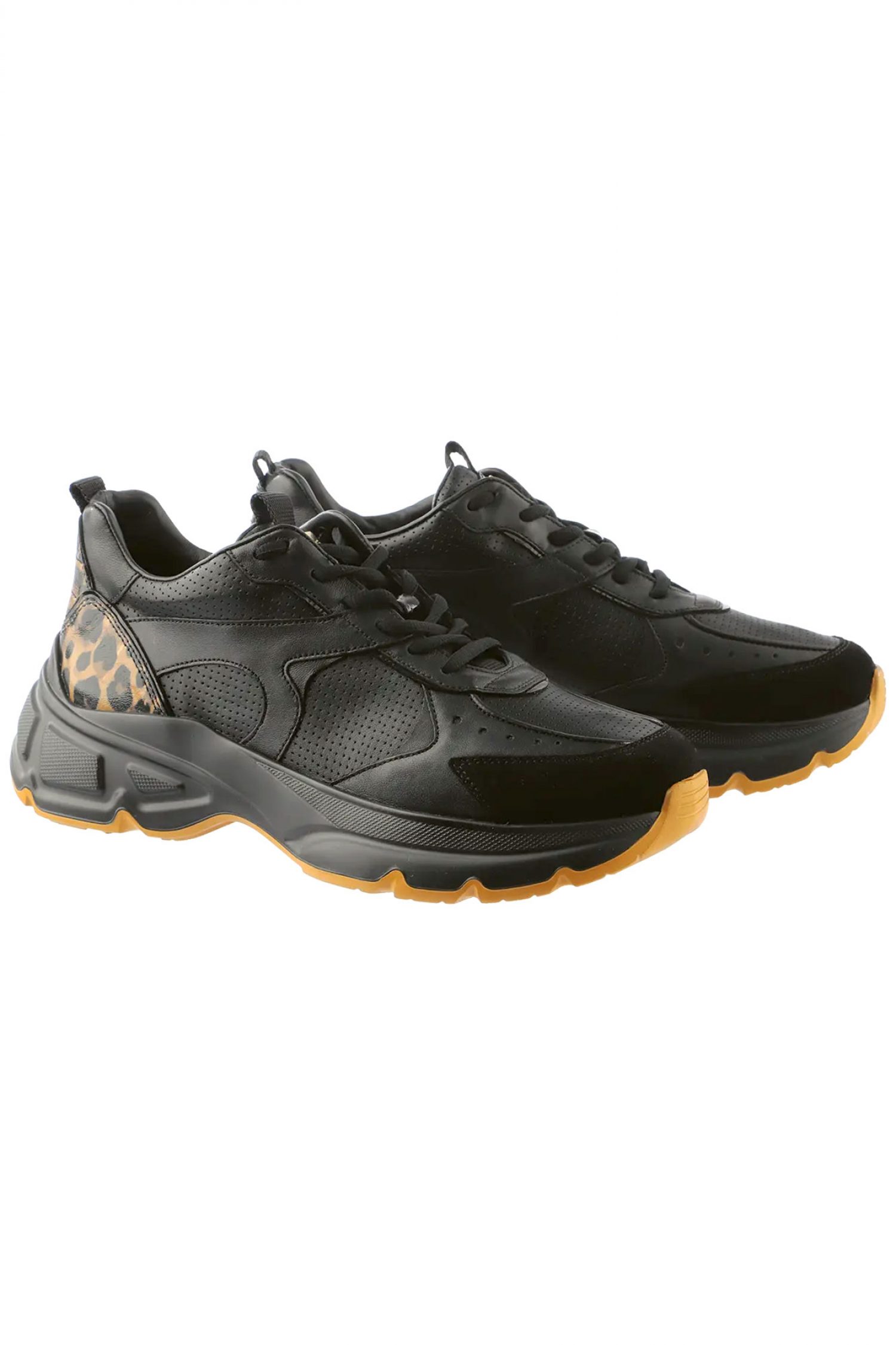 HOGL ΠΑΠΟΥΤΣΙΑ SNEAKERS ΛΕΟΠΑΡ ΛΕΠΤΟΜΕΡΕΙΑ ΜΕΤΑΛΛΙΚΟ LOGO ΜΑΥΡΟ