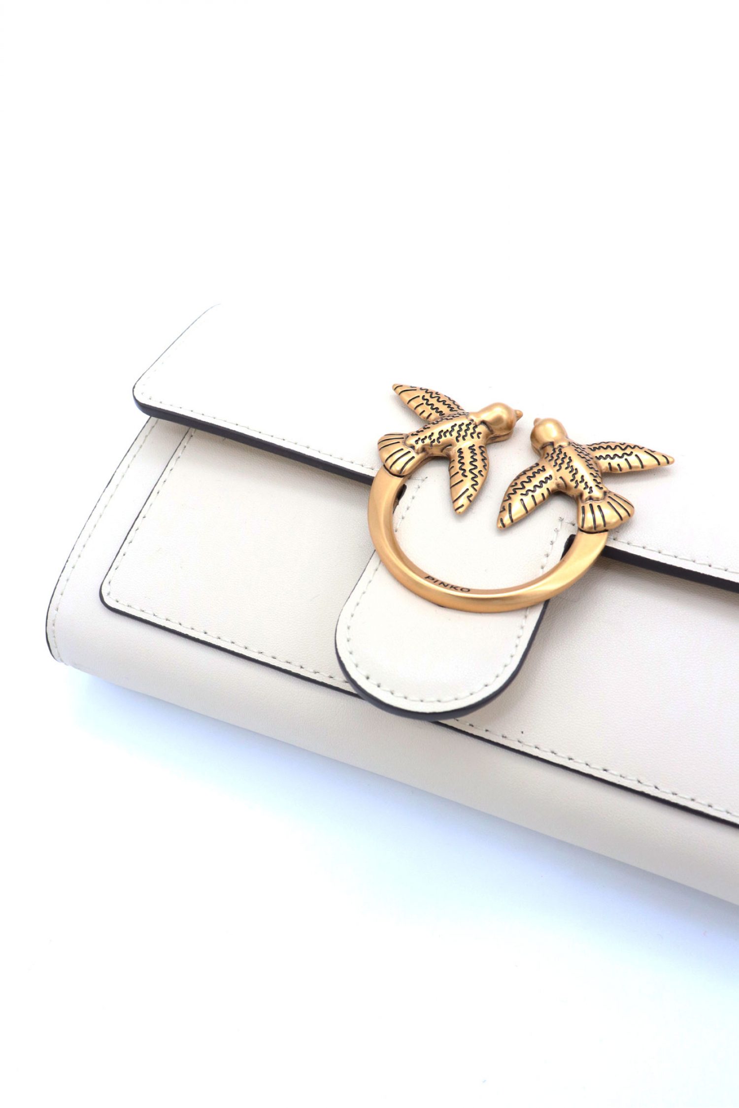 PINKO LOVE ICON WALLET C ΛΕΥΚΟ-ANTIQUE GOLD