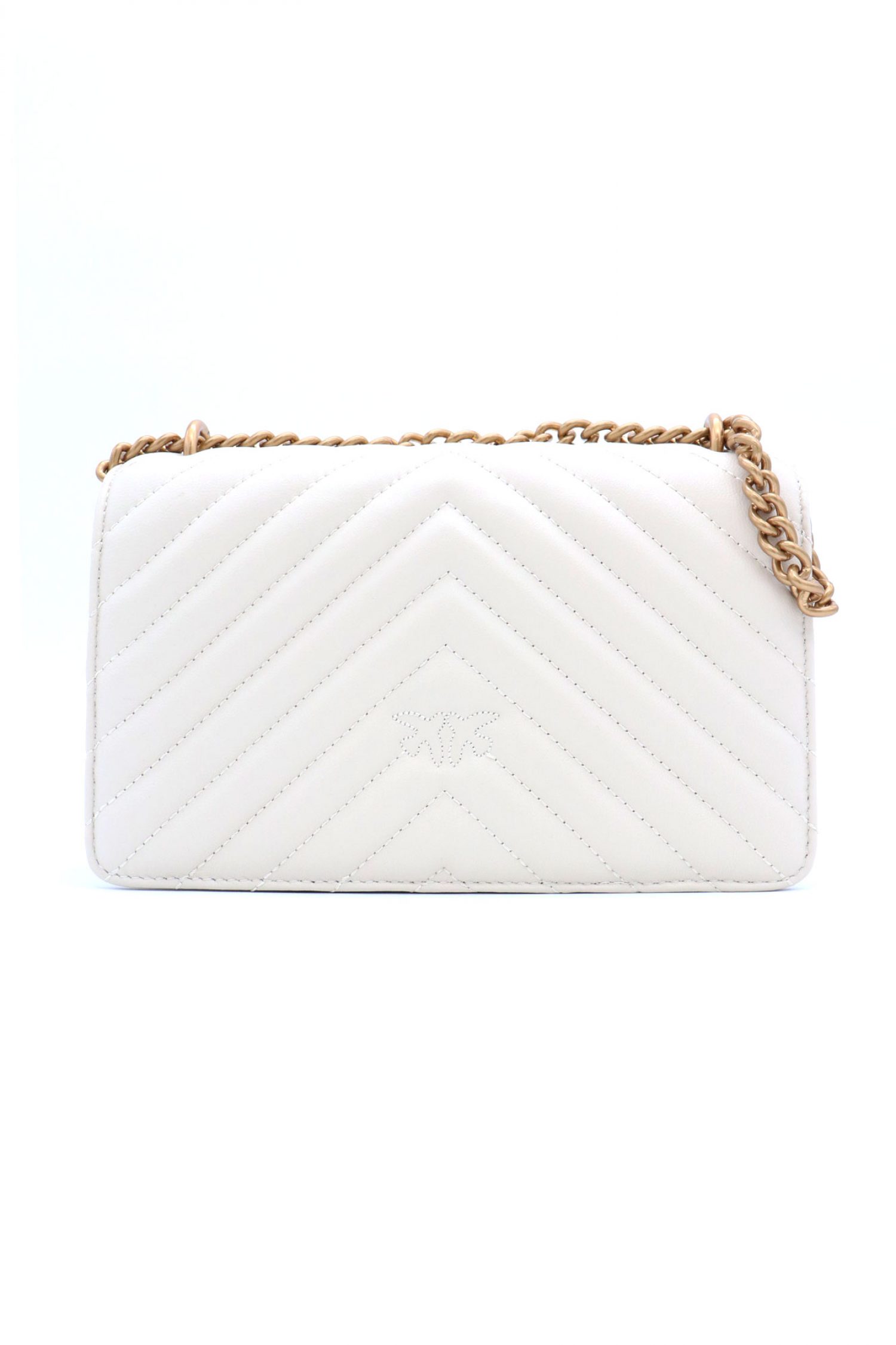 PINKO ΤΣΑΝΤΑΚΙ CROSS BODY LOVE ICON MINI DC ΛΕΥΚΟ-ANTIQUE GOLD