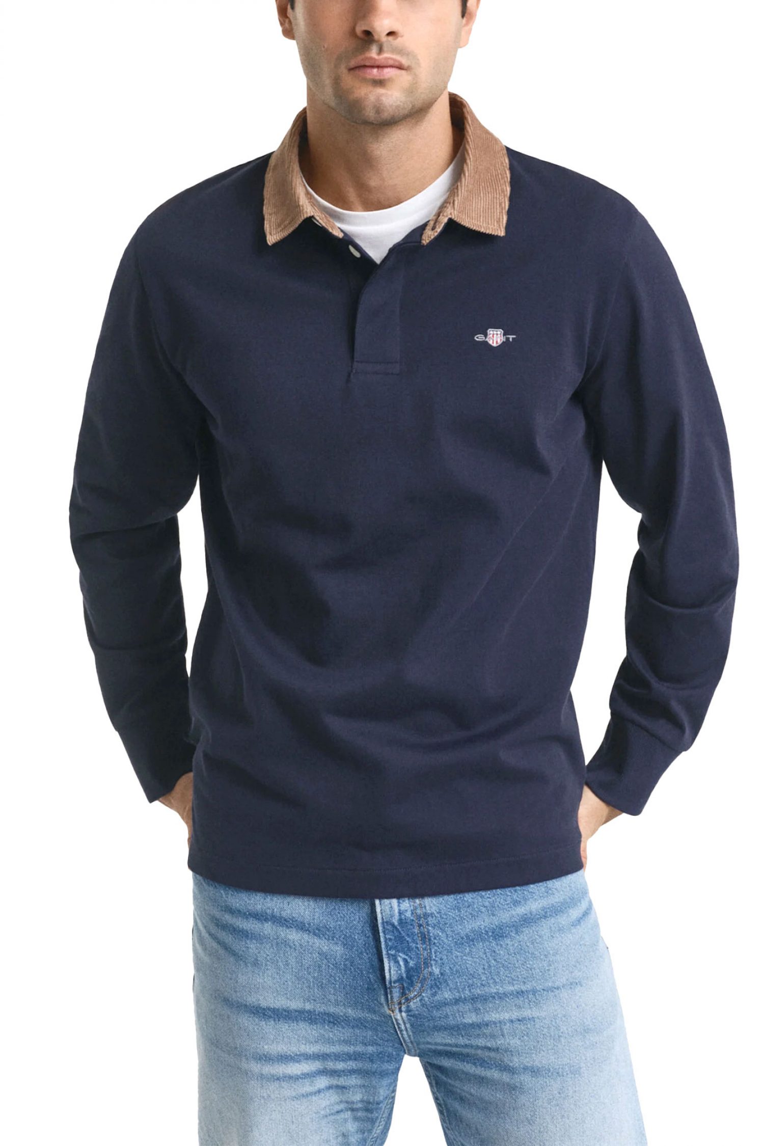 GANT POLO CORD COLLAR HEAVY RUGGER ΜΠΛΕ