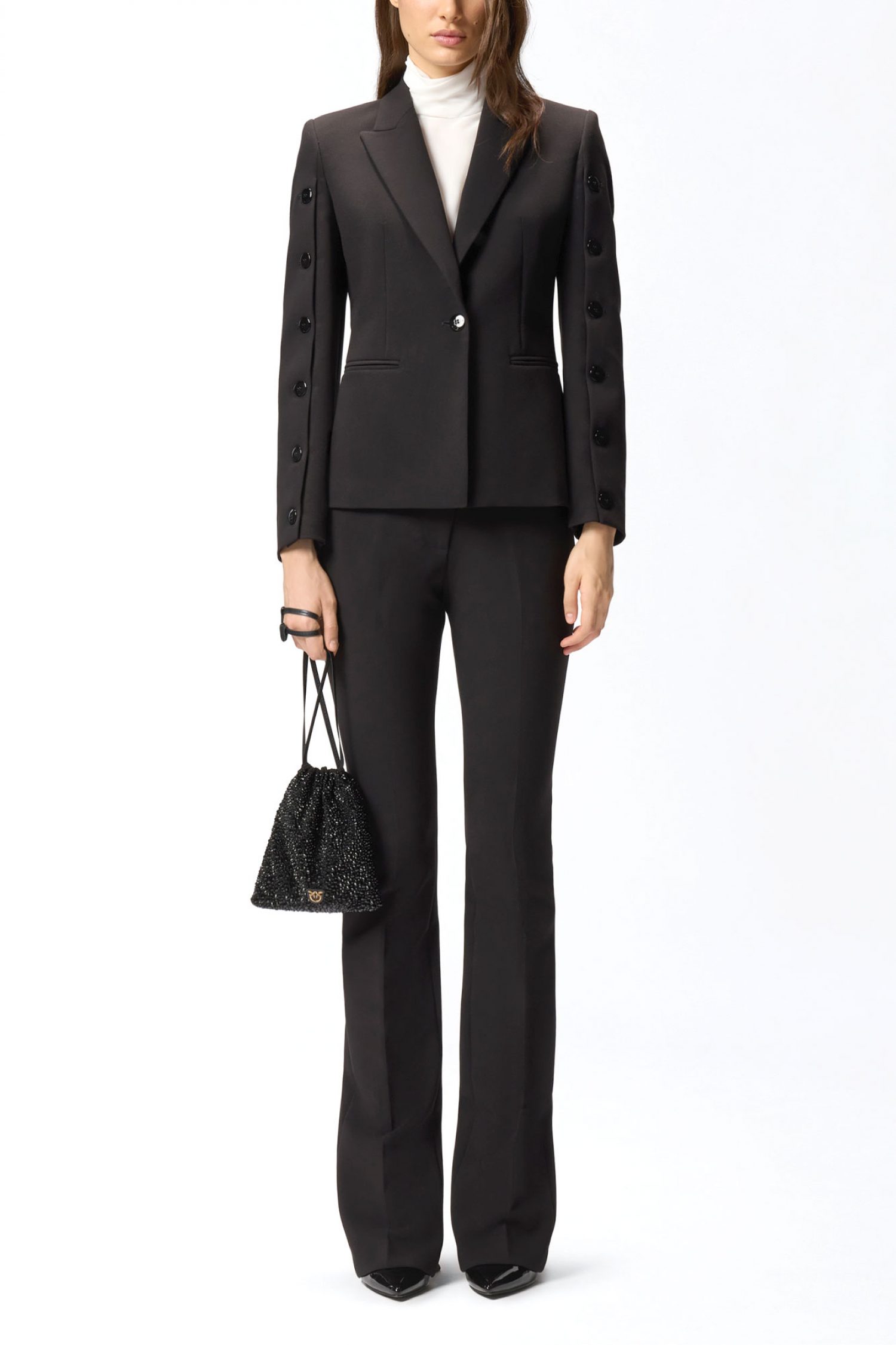 PINKO PINKO ΣΑΚΑΚΙ GARUTA JACKET ΜΕ ΚΟΥΜΠΙΑ ΣΤΑ ΜΑΝΙΚΙΑ ΜΑΥΡΟ - 4