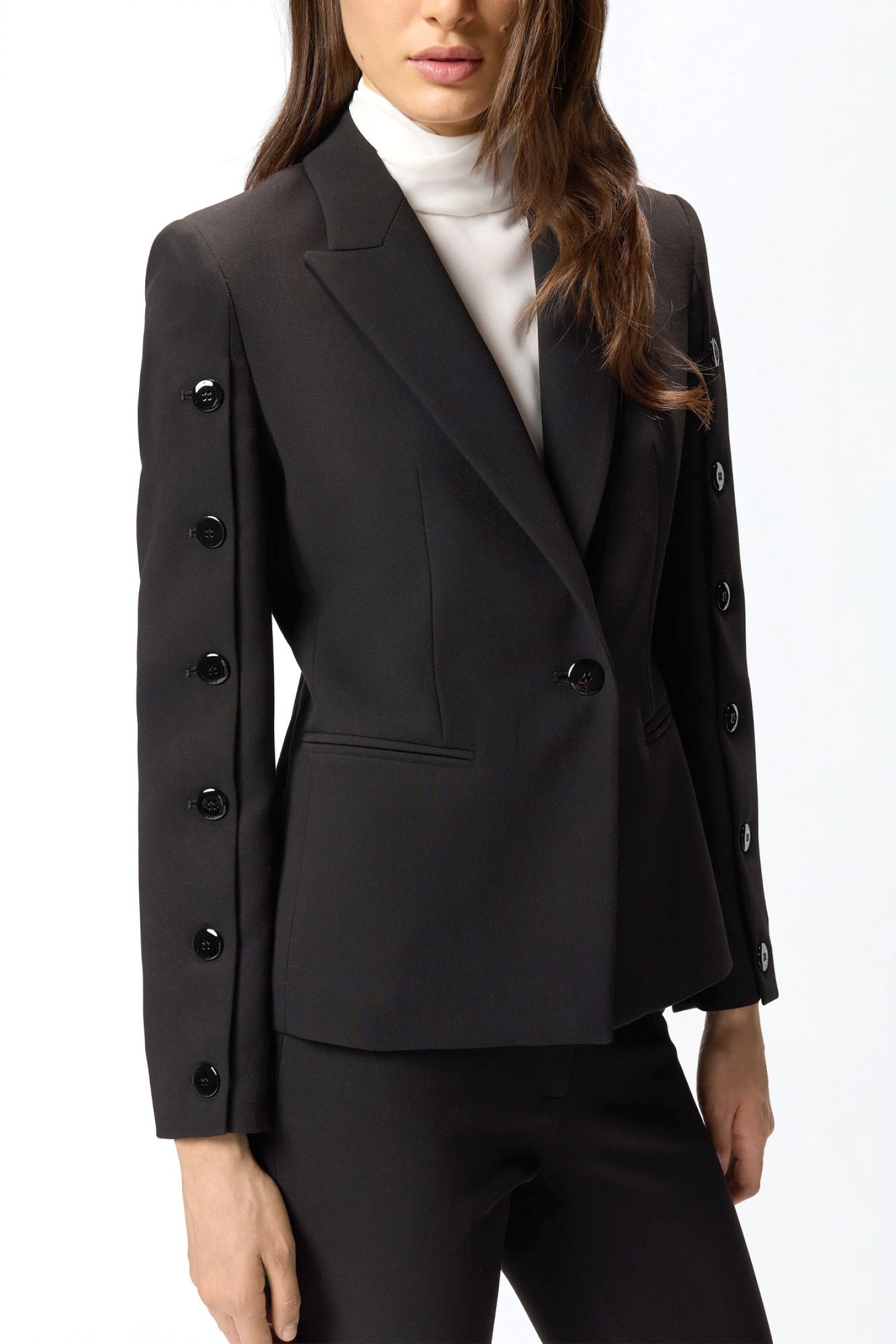 PINKO PINKO ΣΑΚΑΚΙ GARUTA JACKET ΜΕ ΚΟΥΜΠΙΑ ΣΤΑ ΜΑΝΙΚΙΑ ΜΑΥΡΟ - 3