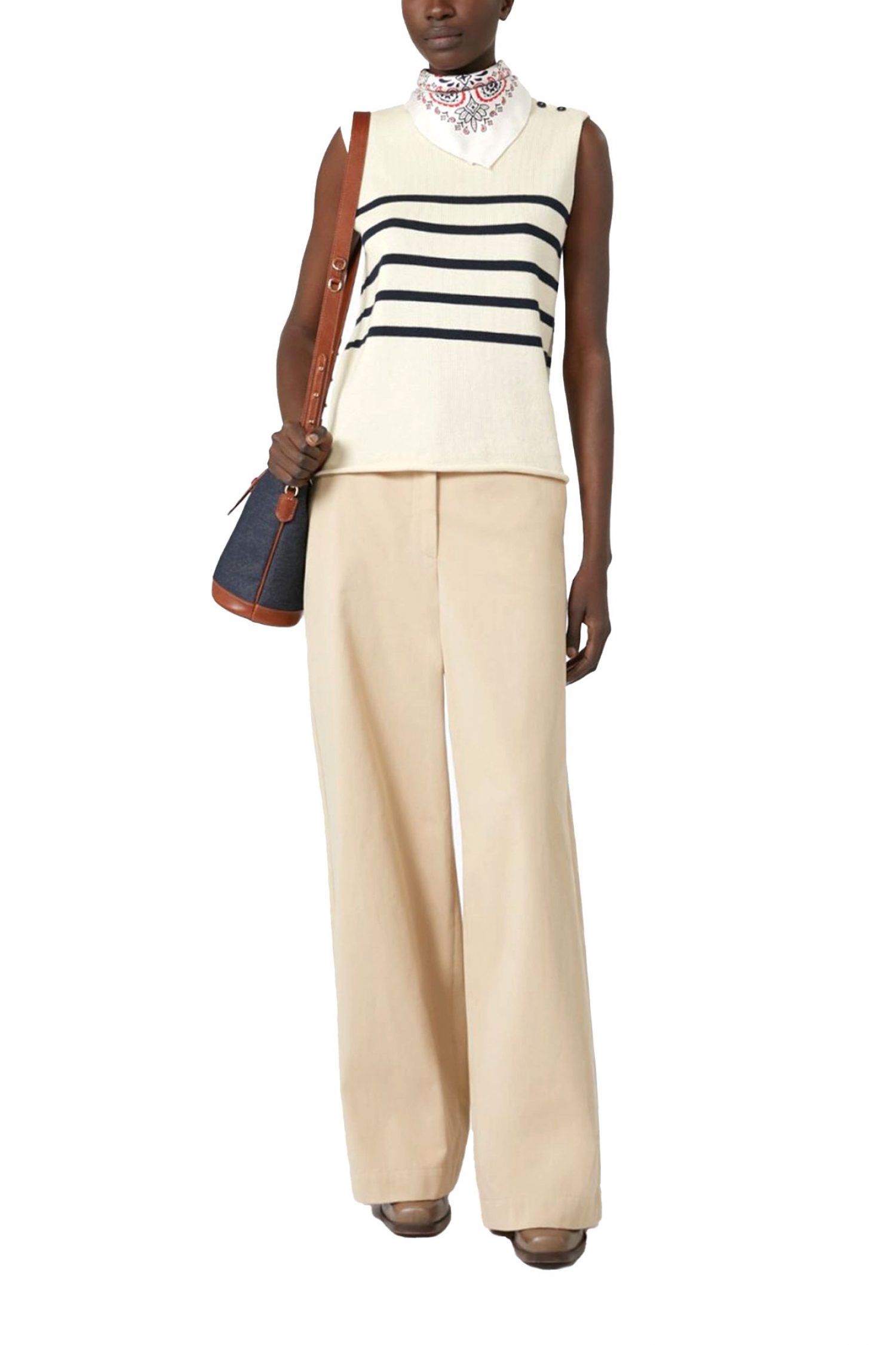 MAX MARA WEEKEND ΠΛΕΚΤΟ ΛΟΥΠΕΤΟ ΑΜΑΝΙΚΟ ΡΙΓΕ TROFEO ΕΚΡΟΥ φωτογραφία