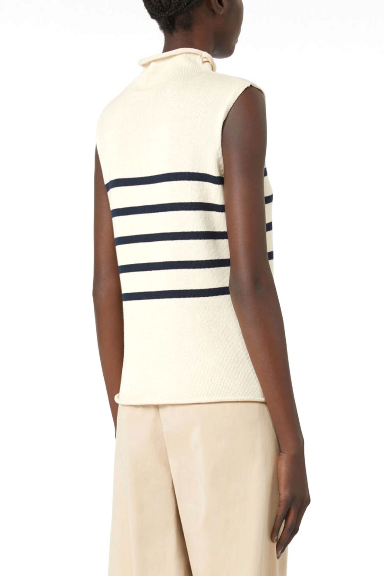 MAX MARA WEEKEND ΠΛΕΚΤΟ ΛΟΥΠΕΤΟ ΑΜΑΝΙΚΟ ΡΙΓΕ TROFEO ΕΚΡΟΥ φωτογραφία