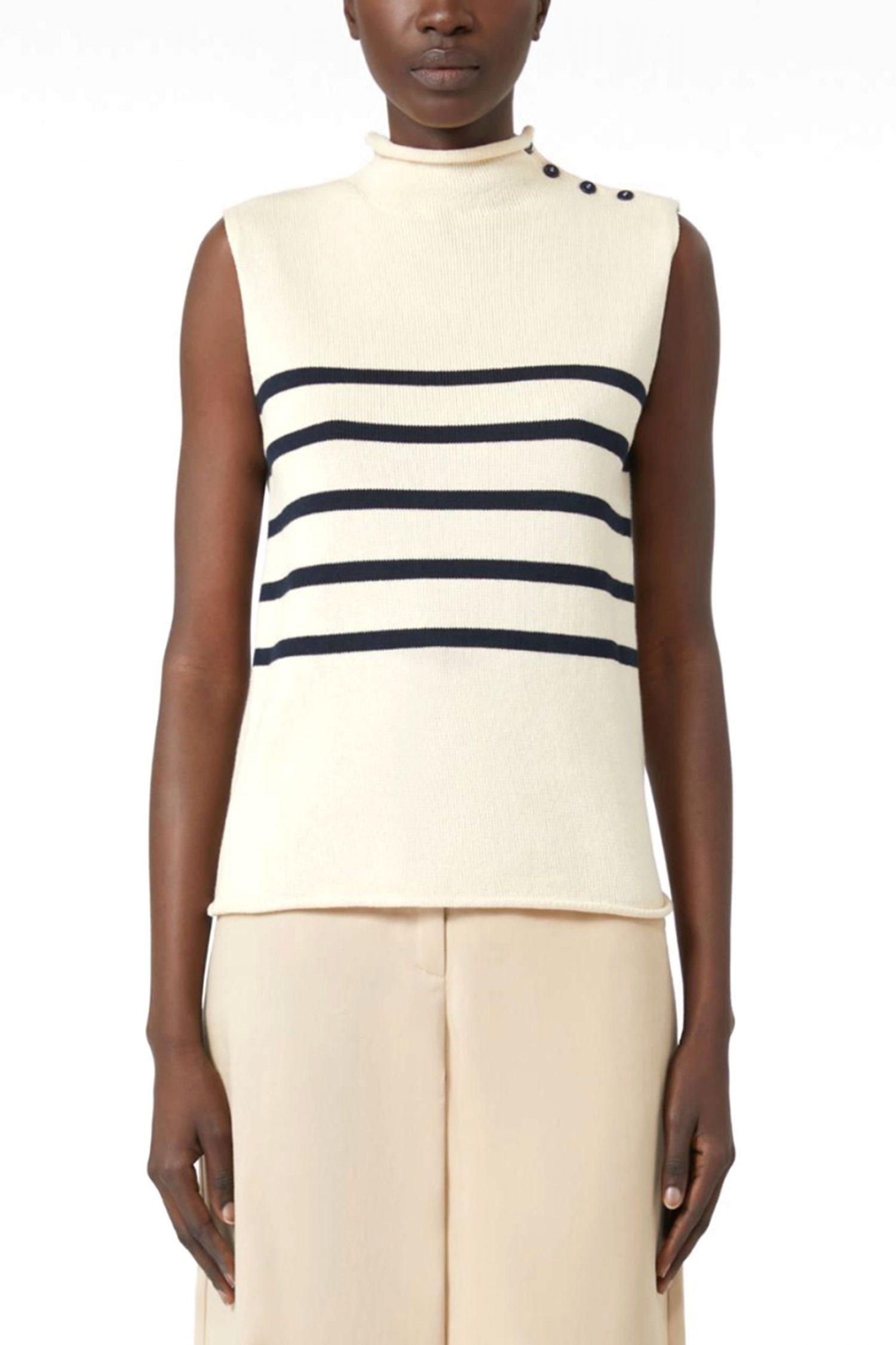 MAX MARA WEEKEND ΠΛΕΚΤΟ ΛΟΥΠΕΤΟ ΑΜΑΝΙΚΟ ΡΙΓΕ TROFEO ΕΚΡΟΥ φωτογραφία