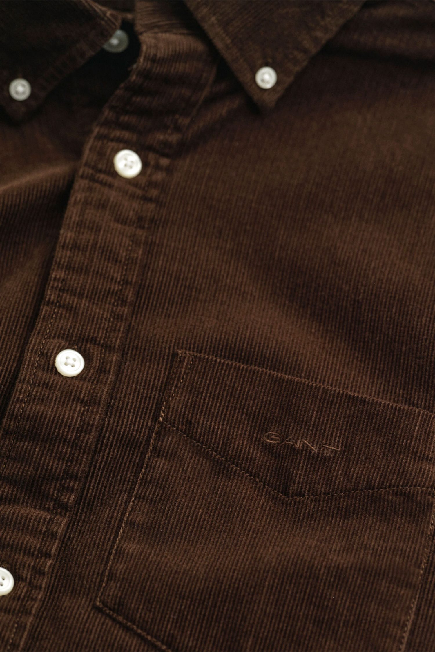 GANT ΠΟΥΚΑΜΙΣΟ ΚΟΤΛΕ REG CORDUROY SHIRT ΣΚΟΥΡΟ ΚΑΦΕ