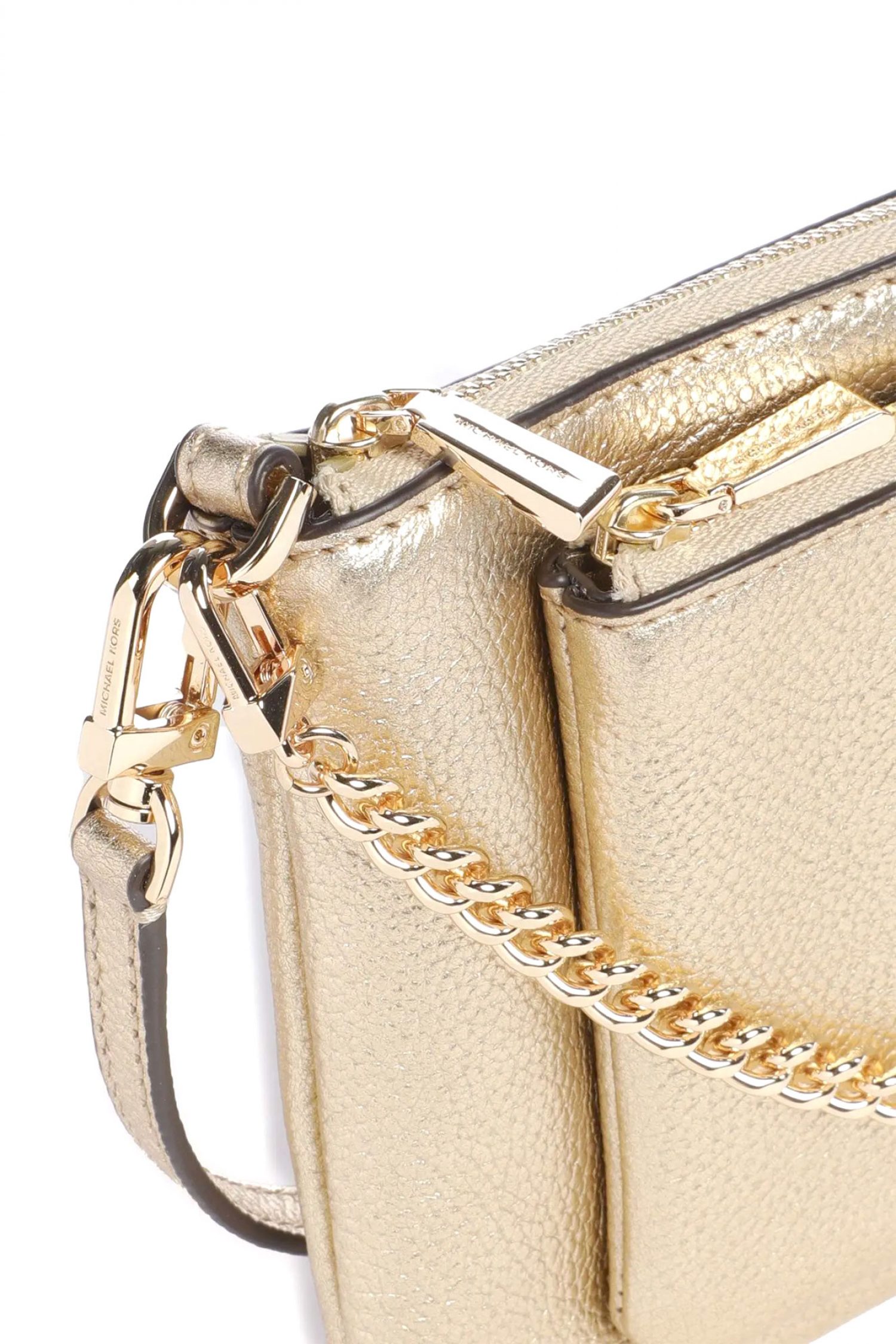 MICHAEL KORS ΤΣΑΝΤΑ CROSSBODY XEIΡΟΣ JET SET ΑΛΥΣΙΔΑ LOGO XΡΥΣΟ