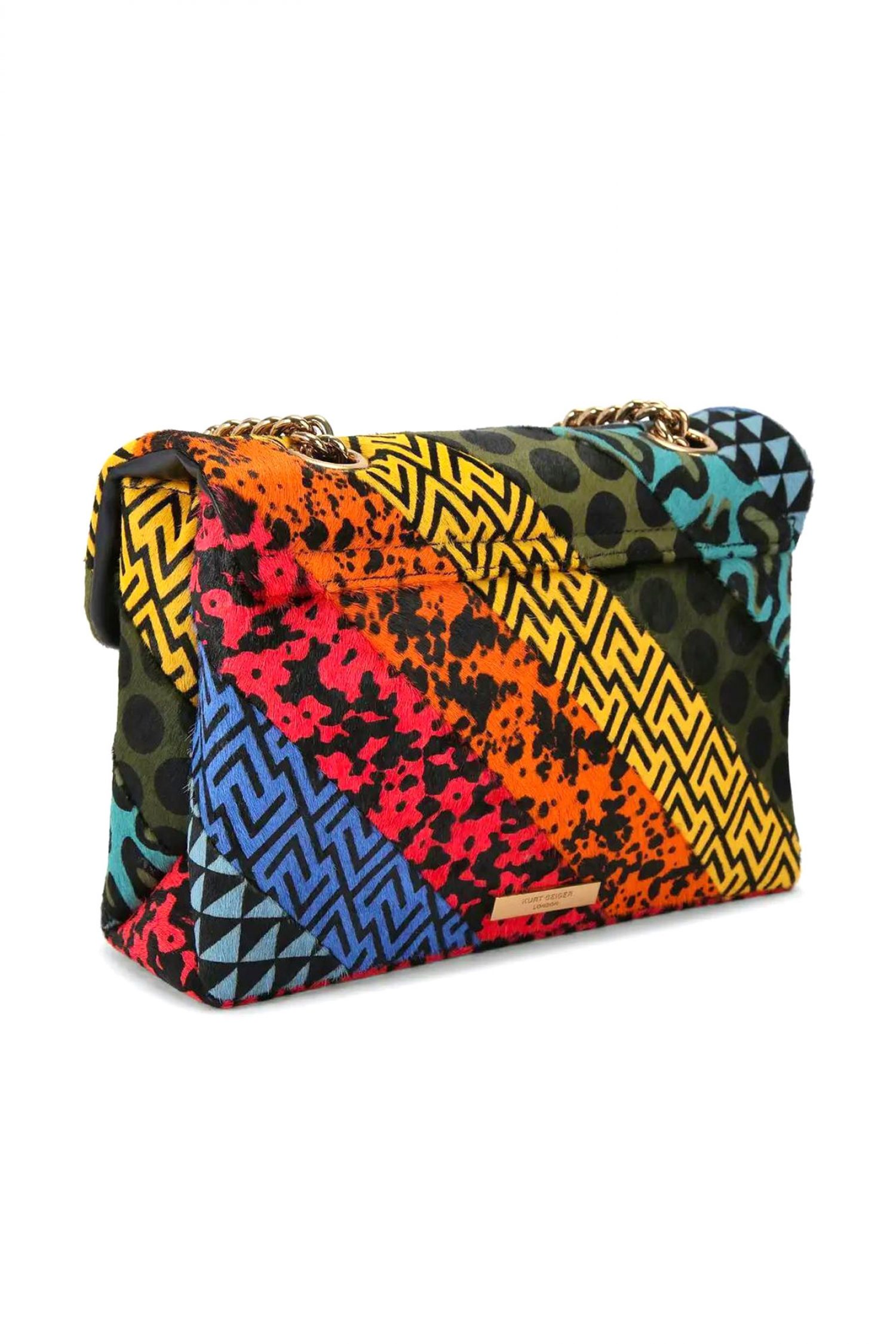 KURT GEIGER ΤΣΑΝΤΑ CROSSBODY/ΩΜΟΥ LEATHER KENSINGTON L AΛΥΣΙΔΑ LOGO ΠΟΛΥΧΡΩΜΗ