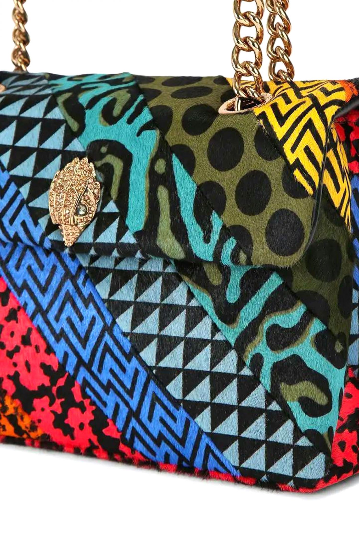 KURT GEIGER ΤΣΑΝΤΑ CROSSBODY/ΩΜΟΥ LEATHER KENSINGTON L AΛΥΣΙΔΑ LOGO ΠΟΛΥΧΡΩΜΗ