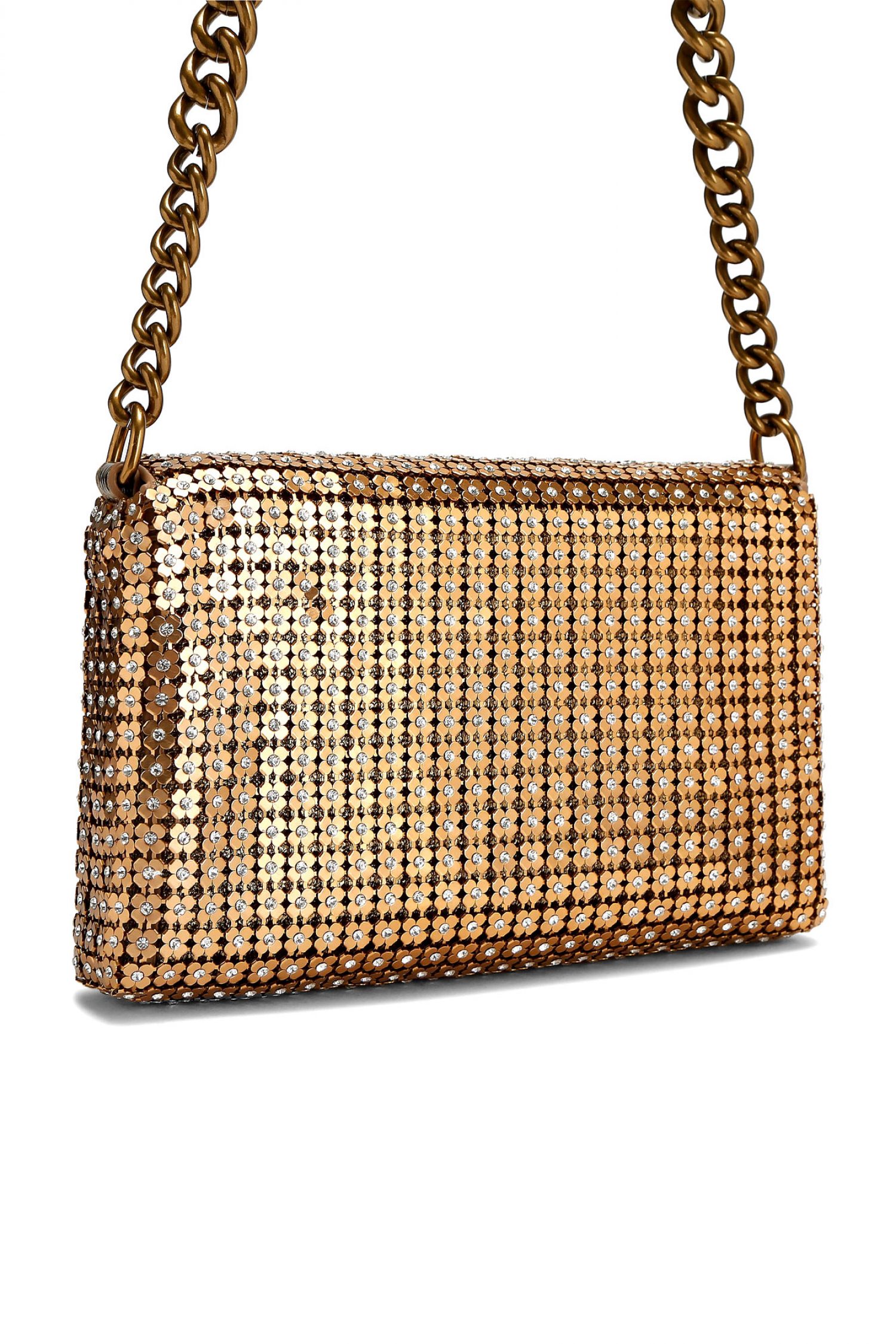 KURT GEIGER ΤΣΑΝΤΑKI ΩΜΟΥ SM PARTY FLOWER SHOULDER ΣΤΡΑΣ ΑΛΥΣΙΔΑ LOGO ΧΡΥΣΟ