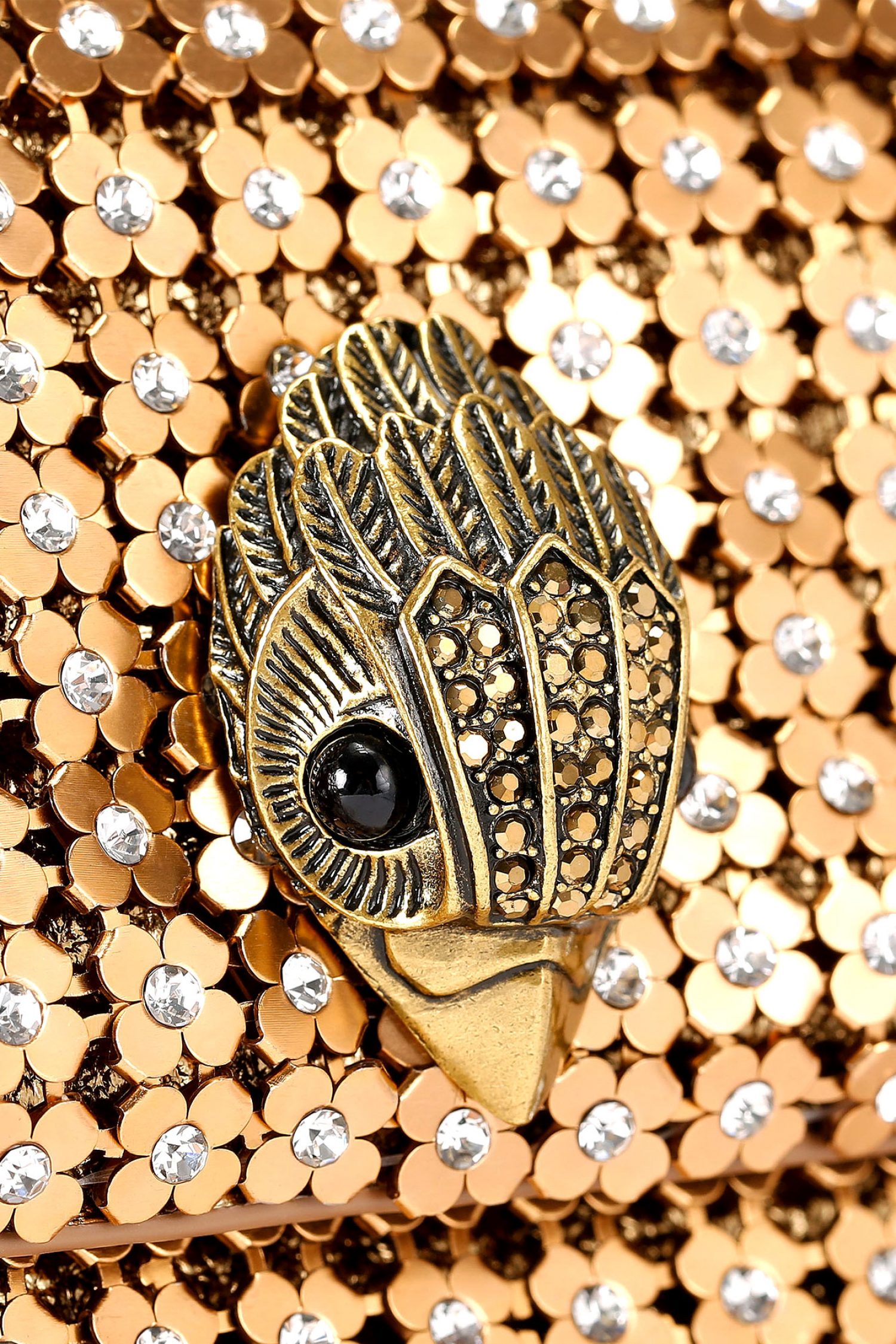 KURT GEIGER ΤΣΑΝΤΑKI ΩΜΟΥ SM PARTY FLOWER SHOULDER ΣΤΡΑΣ ΑΛΥΣΙΔΑ LOGO ΧΡΥΣΟ