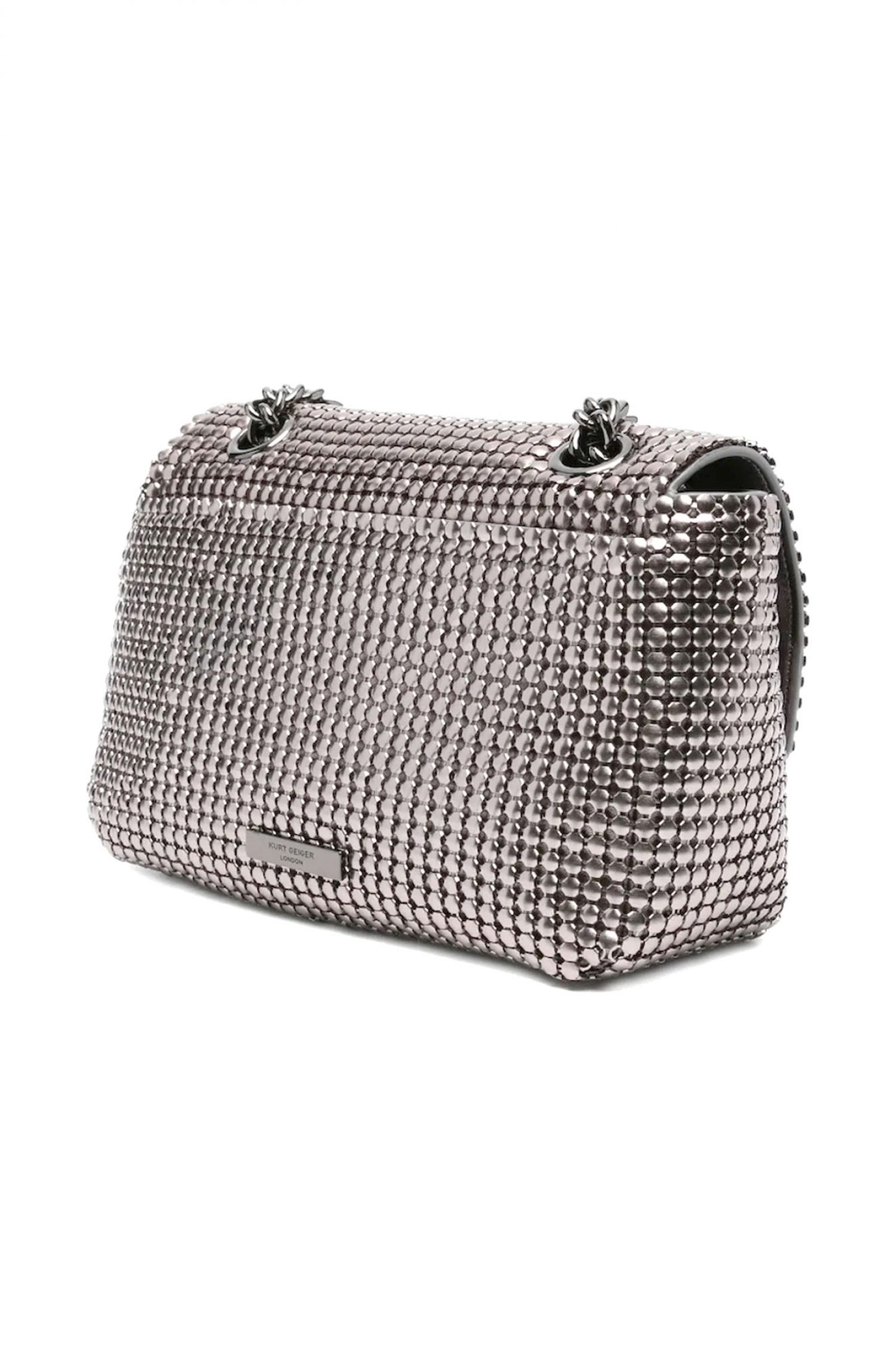 KURT GEIGER ΤΣΑΝΤΑ ΩΜΟΥ/CROSSBODY KENSINGTON CHAINMAIL ΜΕΤΑΛΛΙΚΑ ΤΡΟΥΞ ΑΛΥΣΙΔΑ LOGO ΑΣΗΜΙ φωτογραφία