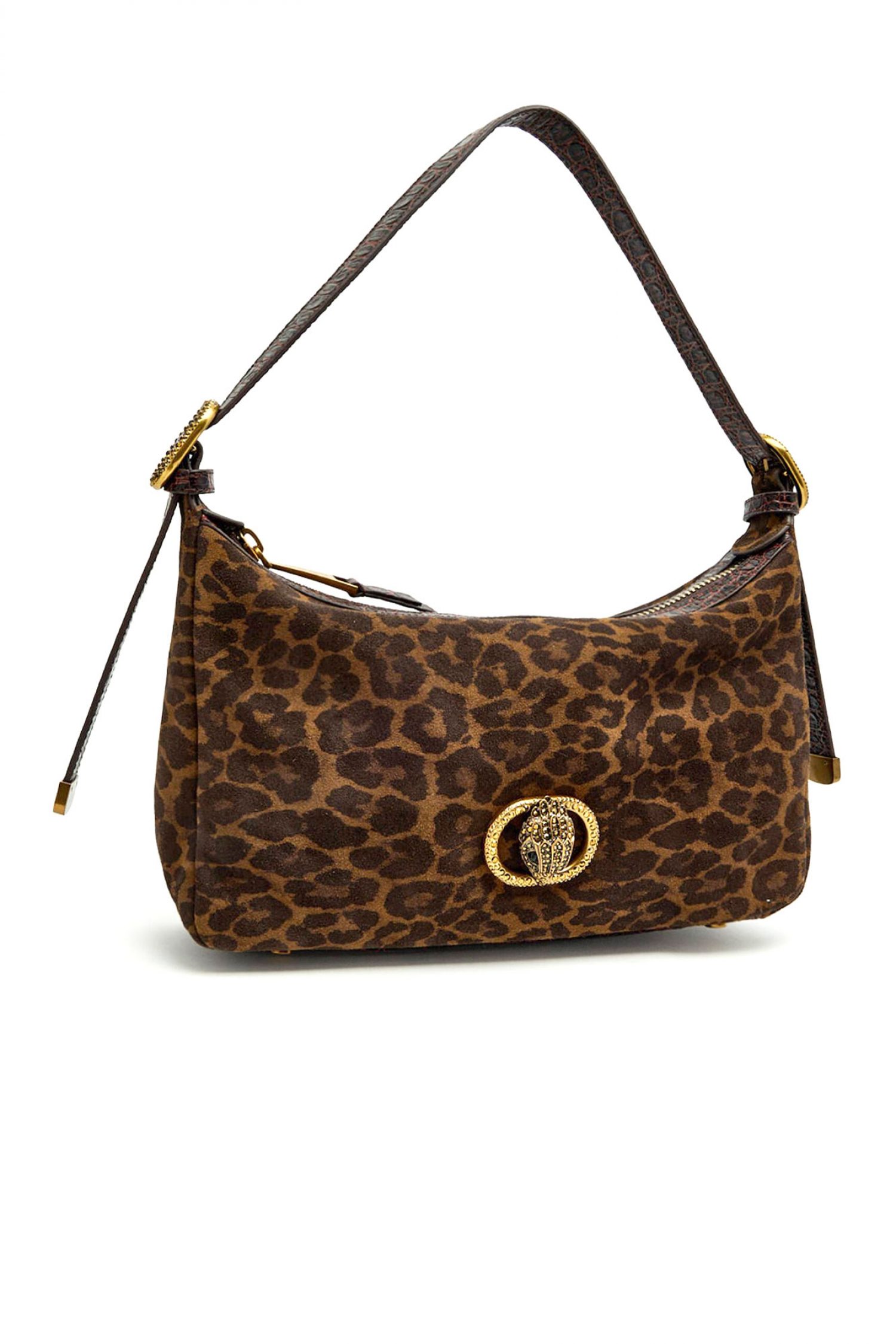 KURT GEIGER ΤΣΑΝΤΑ ΩΜΟΥ CHELSEA SOFT SHOULDER BAG ΛΕΟΠΑΡ LOGO ΚΑΦΕ ΣΚΟΥΡΟ