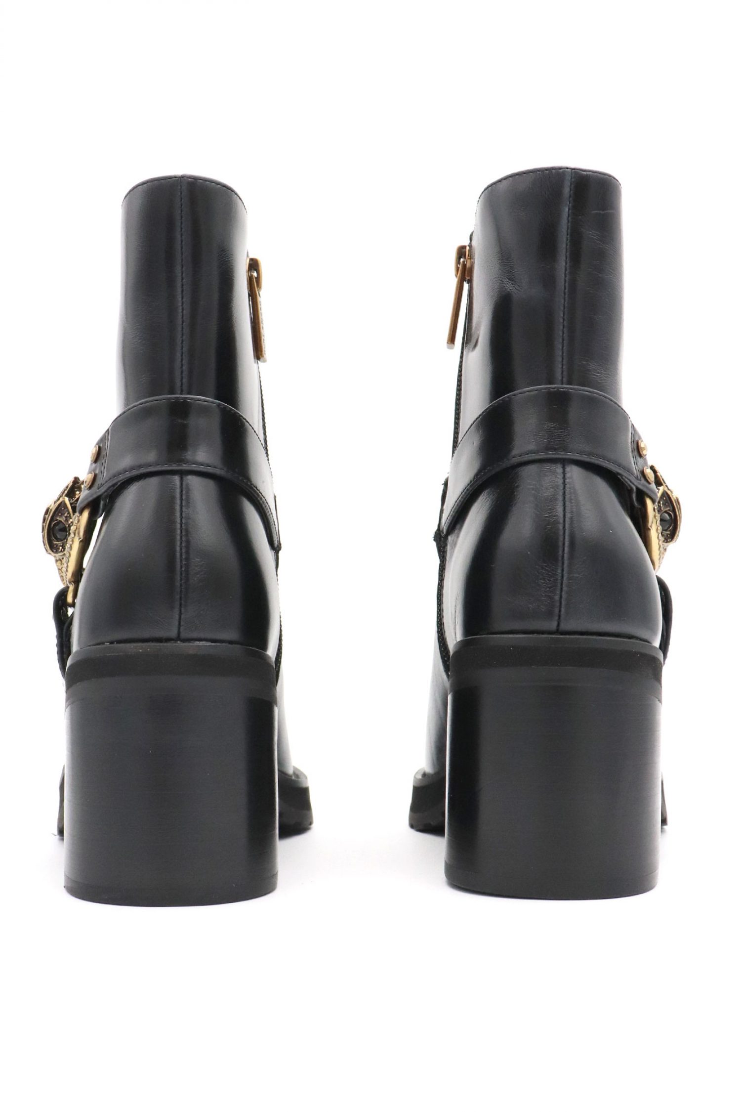 KURT GEIGER ΠΑΠΟΥΤΣΙΑ MΠΟΤΑΚΙΑ CHELSEA MID ANKLE BOOT ΦΕΡΜΟΥΑΡ ΛΟΥΡΑΚΙΑ LOGO ΜΑΥΡΟ