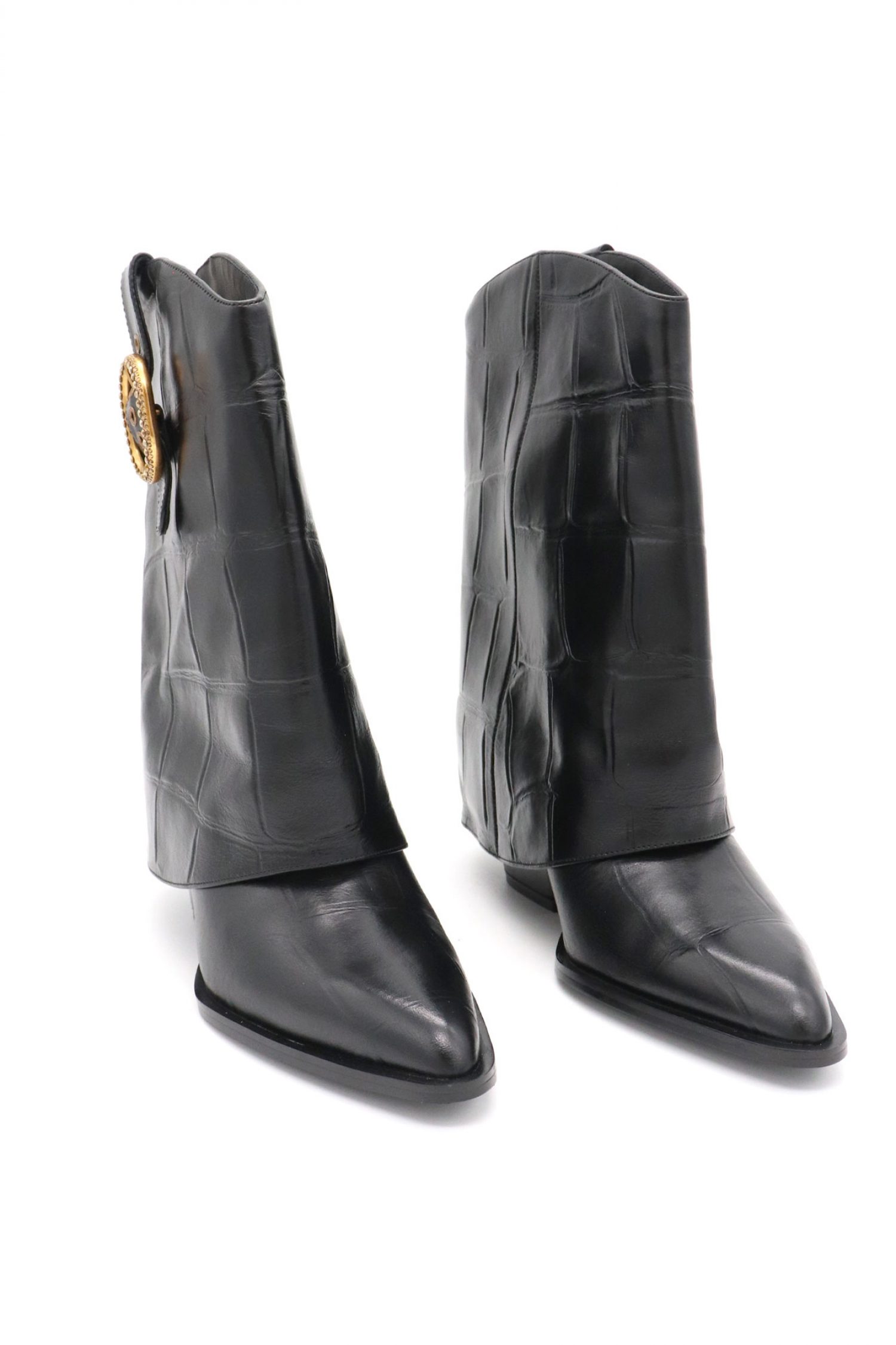 KURT GEIGER ΠΑΠΟΥΤΣΙΑ MΠΟΤAKIA FOLD OVER ANKLE BOOT ΑΝΑΓΛΥΦΟ ΣΧΕΔΙΟ LOGO MAYΡΟ