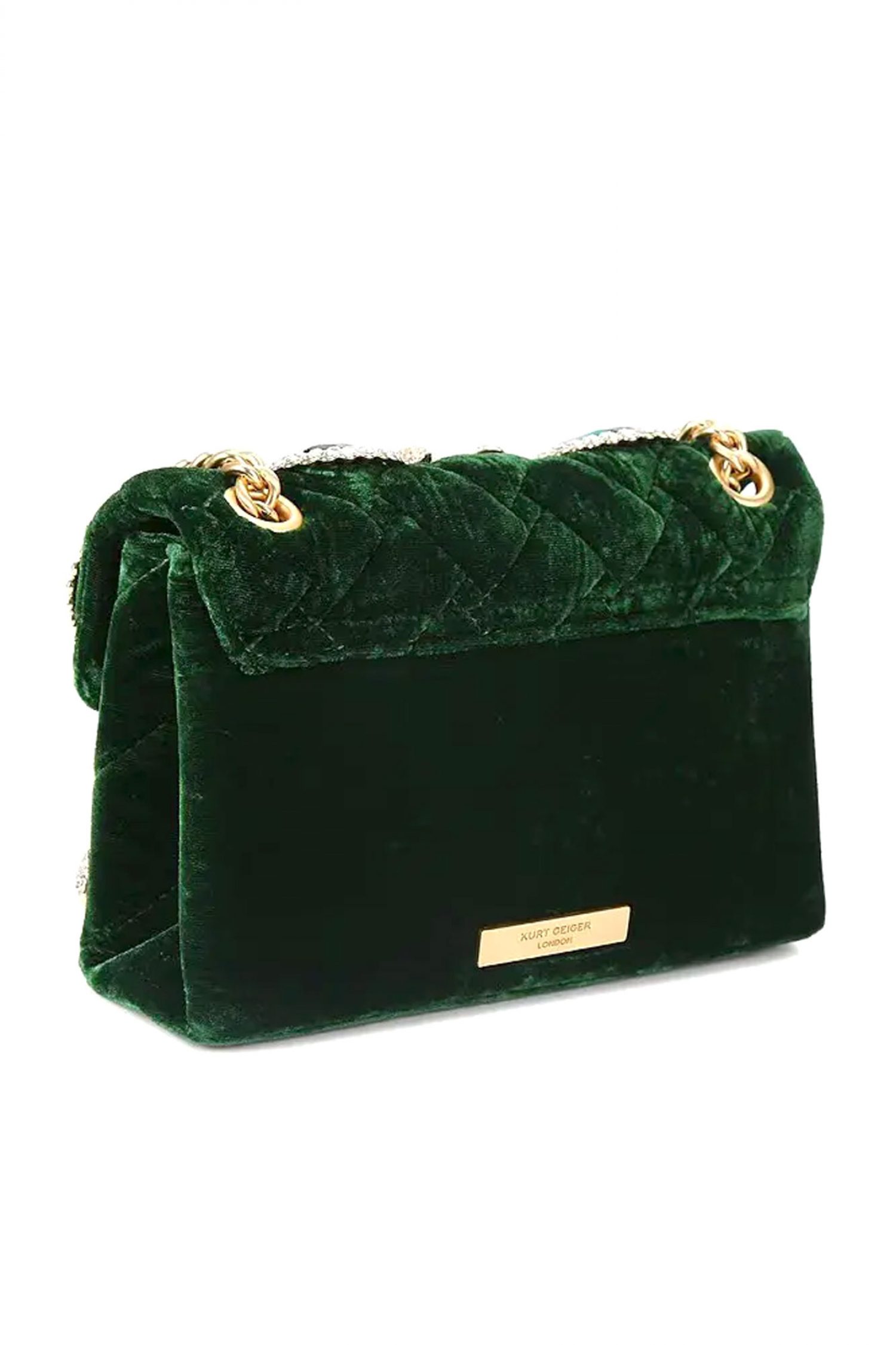 KURT GEIGER ΤΣΑΝΤΑ CROSSBODY/ΩΜΟΥ VELVET MINI KENSINGTON ΣΤΡΑΣ ΠΕΤΡΕΣ AΛΥΣΙΔΑ LOGO ΚΥΠΑΡΙΣΣΙ φωτογραφία