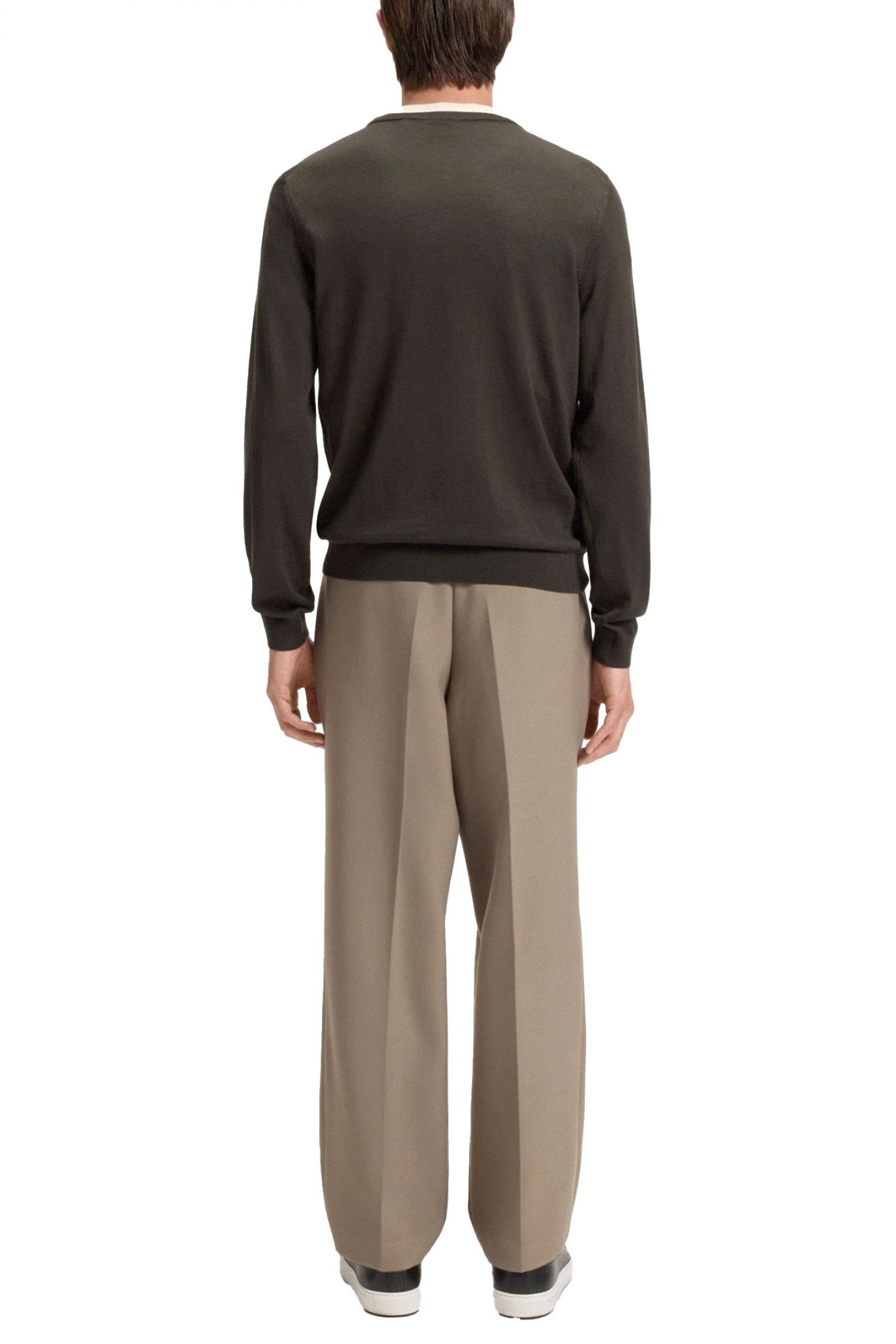 BOSS ΠΛΕΚΤΟ CREW NECK LENO-P ΚΑΦΕ