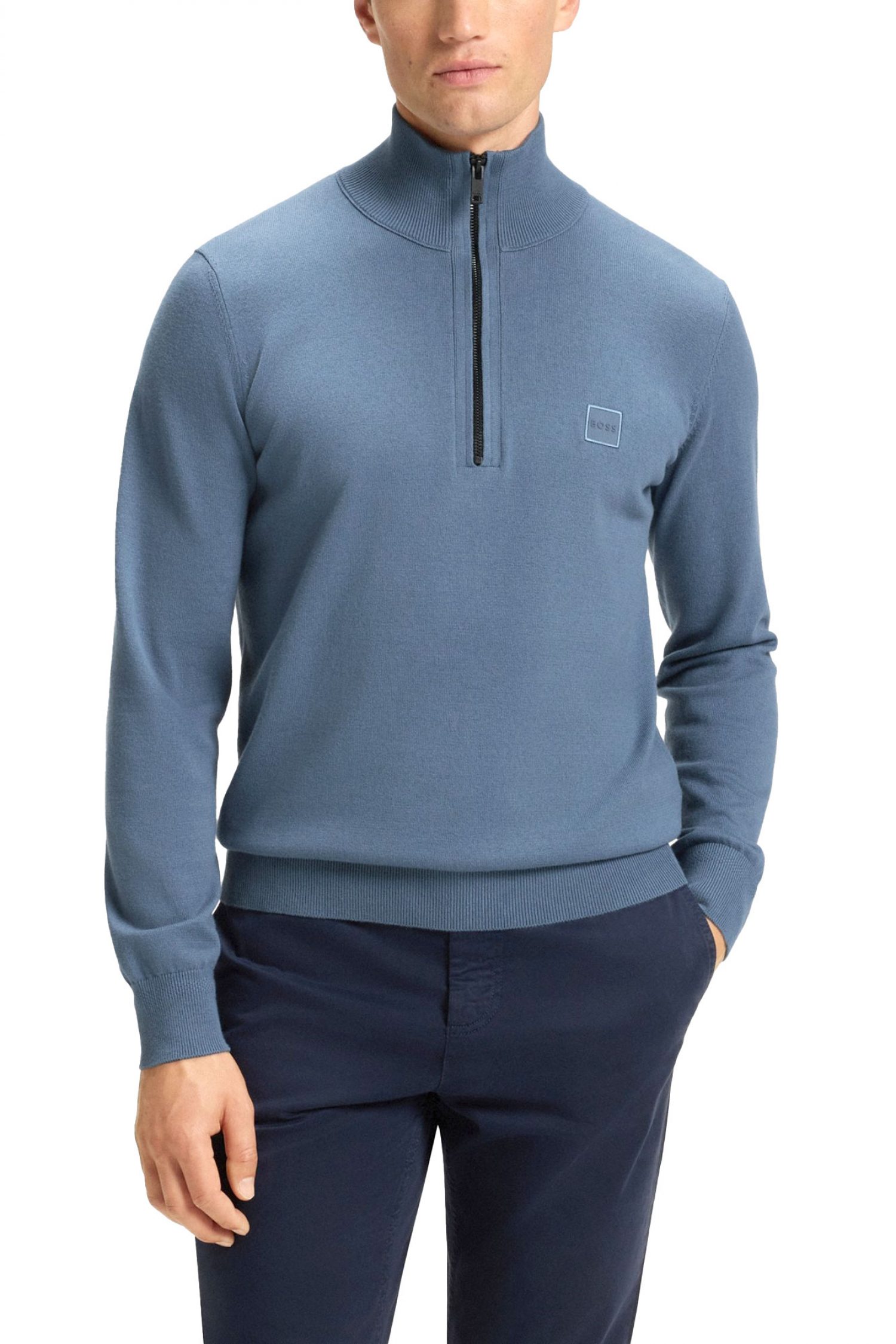 BOSS CASUAL ΠΛΕΚΤΟ HALFZIP KANOBIX S ΡΑΦ ΜΠΛΕ