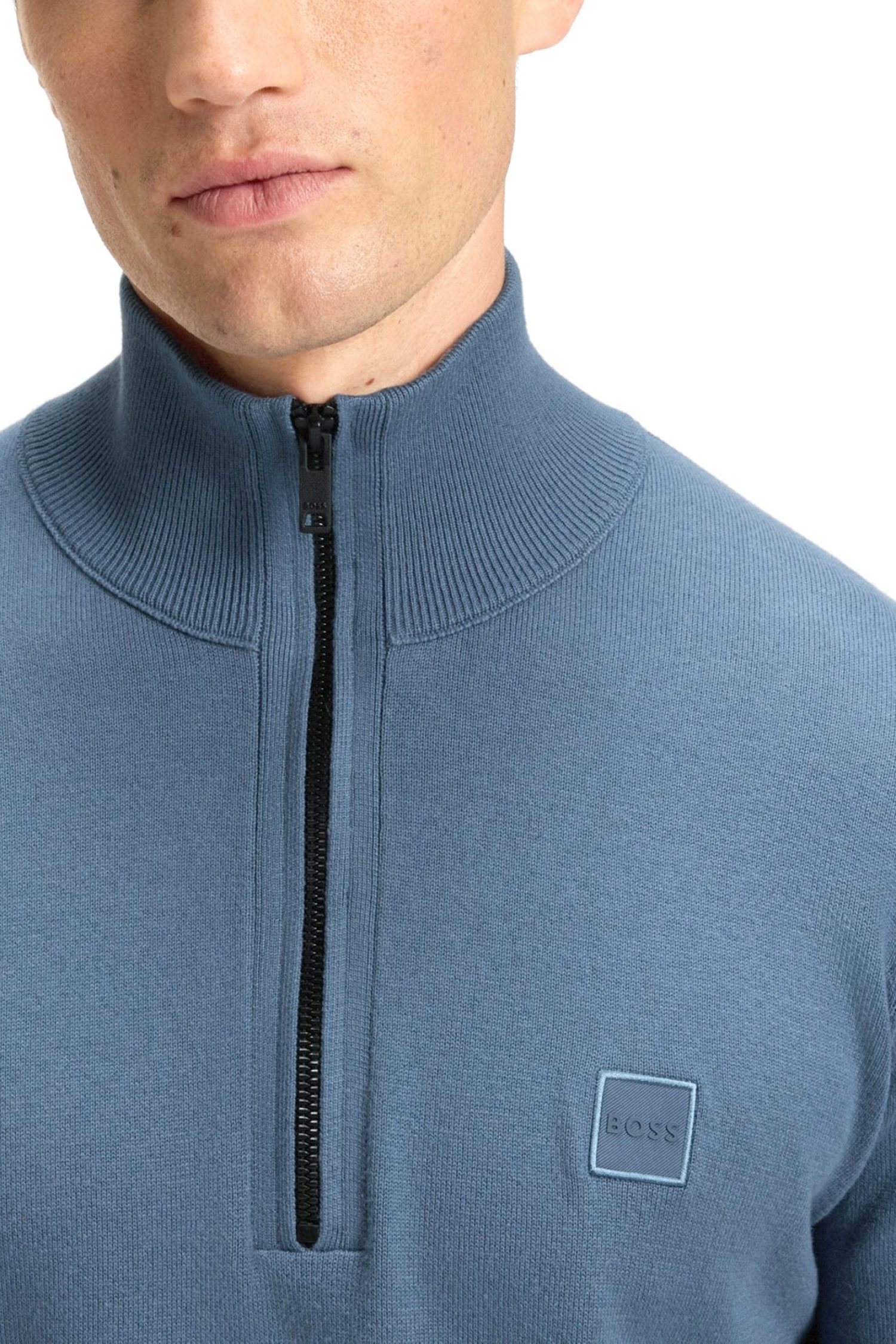 BOSS CASUAL ΠΛΕΚΤΟ HALFZIP KANOBIX S ΡΑΦ ΜΠΛΕ