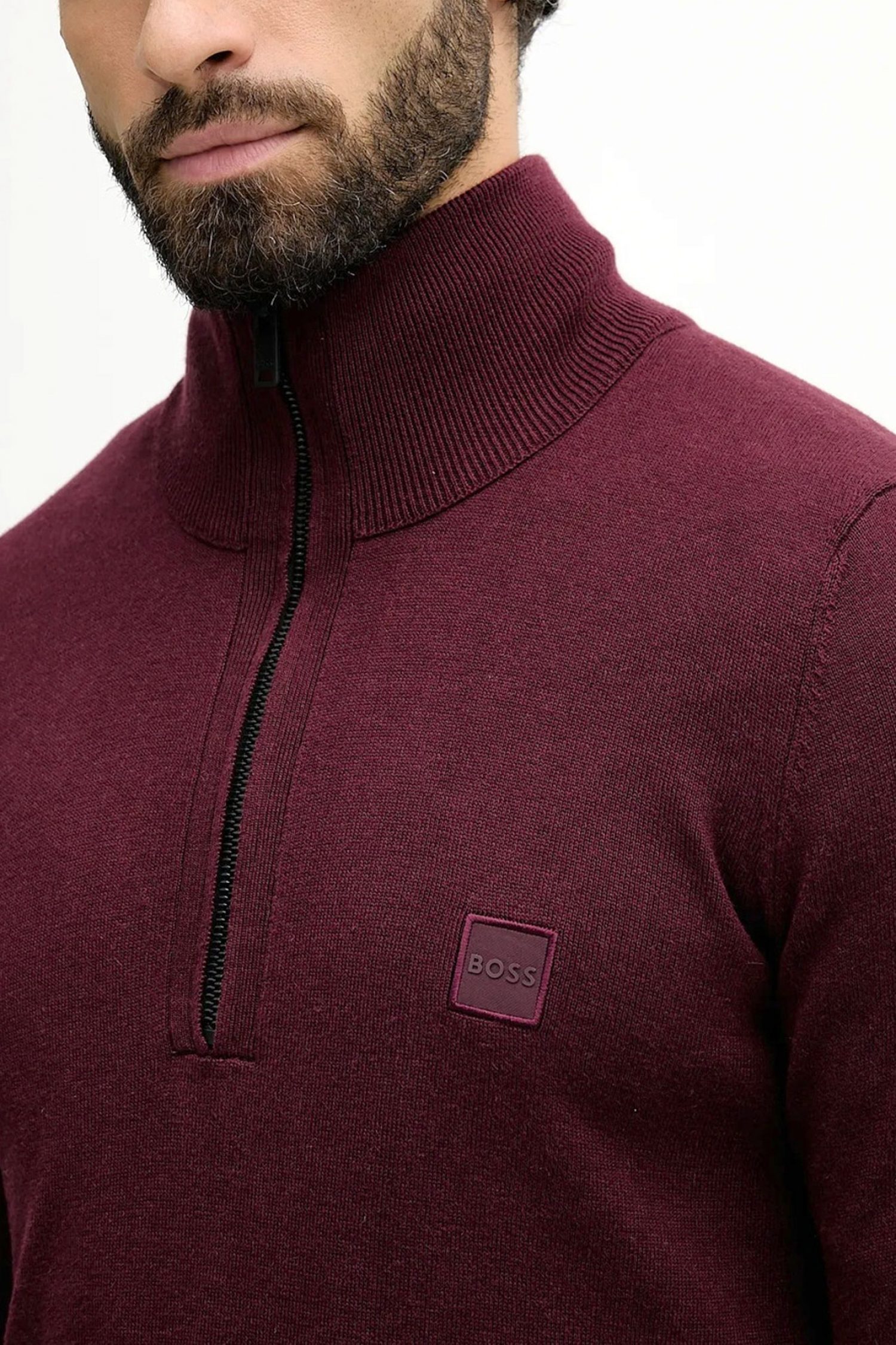 BOSS CASUAL ΠΛΕΚΤΟ HALFZIP KANOBIX S ΜΠΟΡΝΤΩ