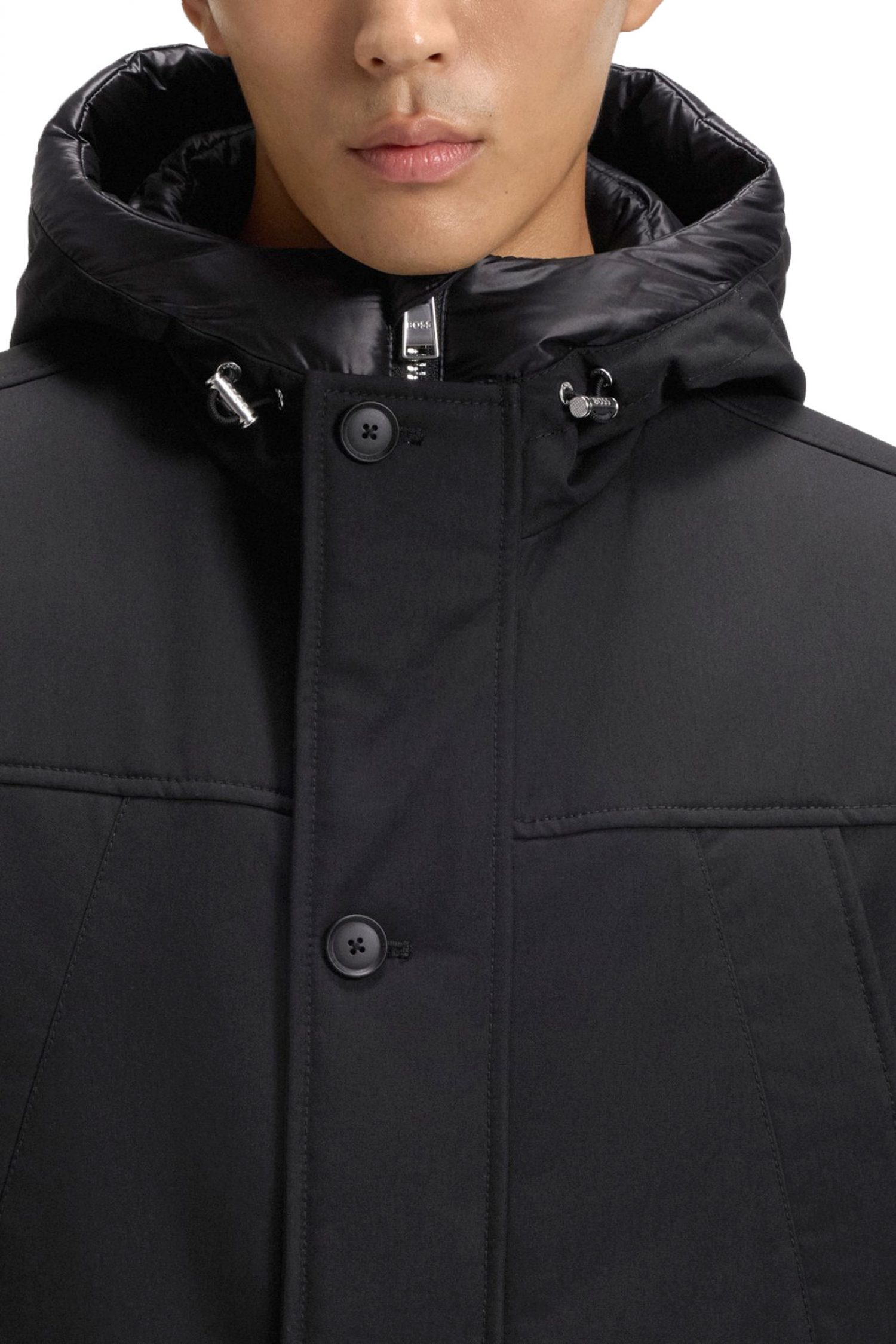 BOSS ΜΠΟΥΦΑΝ JACKET HOODIE H-DETONI ΜΑΥΡΟ