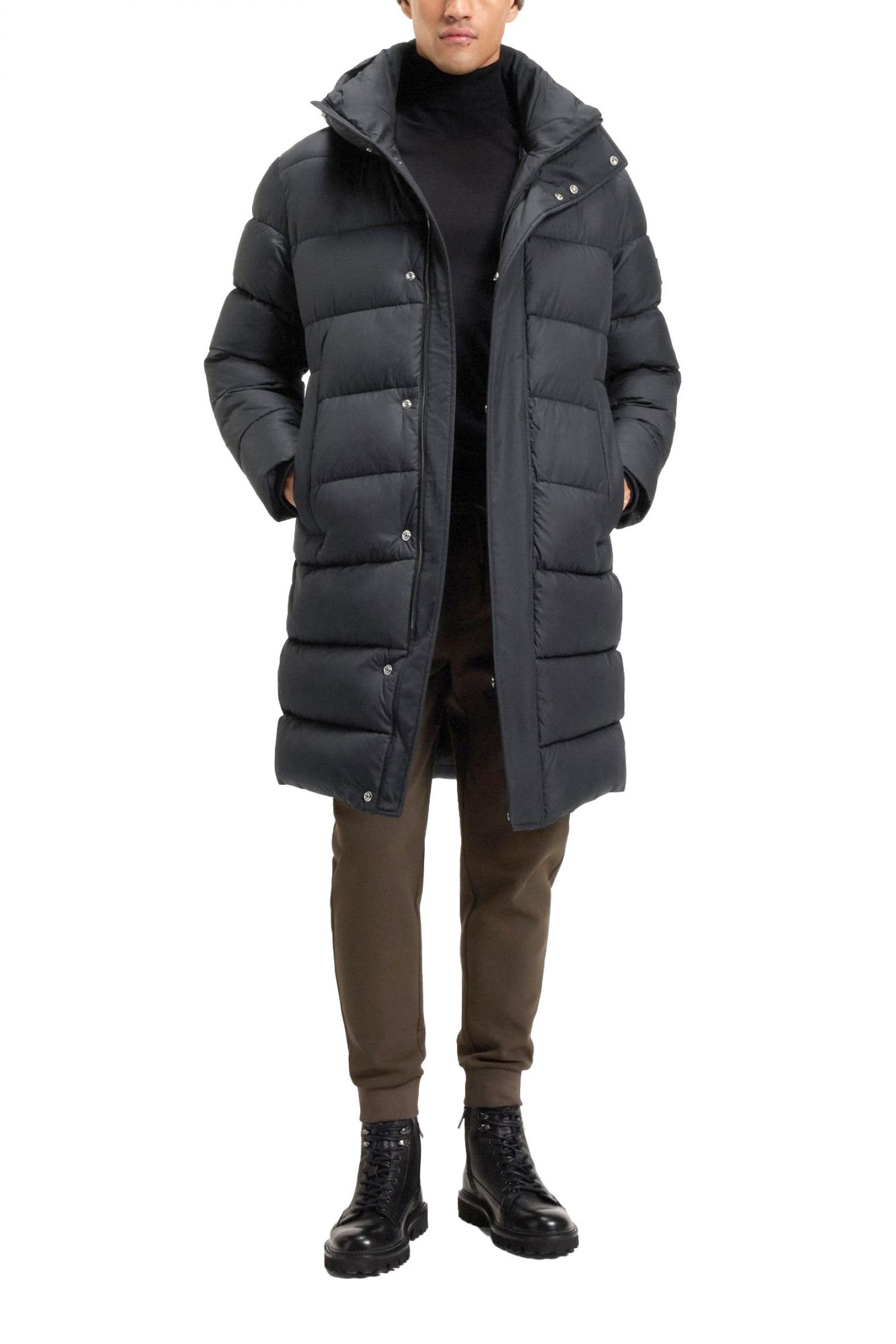 BOSS ΜΠΟΥΦΑΝ PUFFER H-CENUTO HOODIE ΜΑΥΡΟ