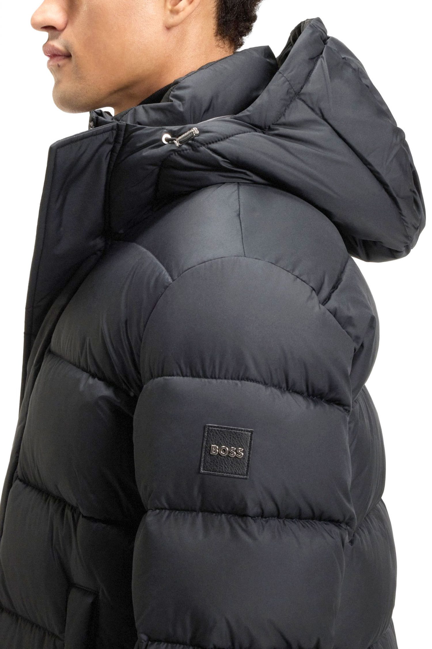 BOSS ΜΠΟΥΦΑΝ PUFFER H-CENUTO HOODIE ΜΑΥΡΟ