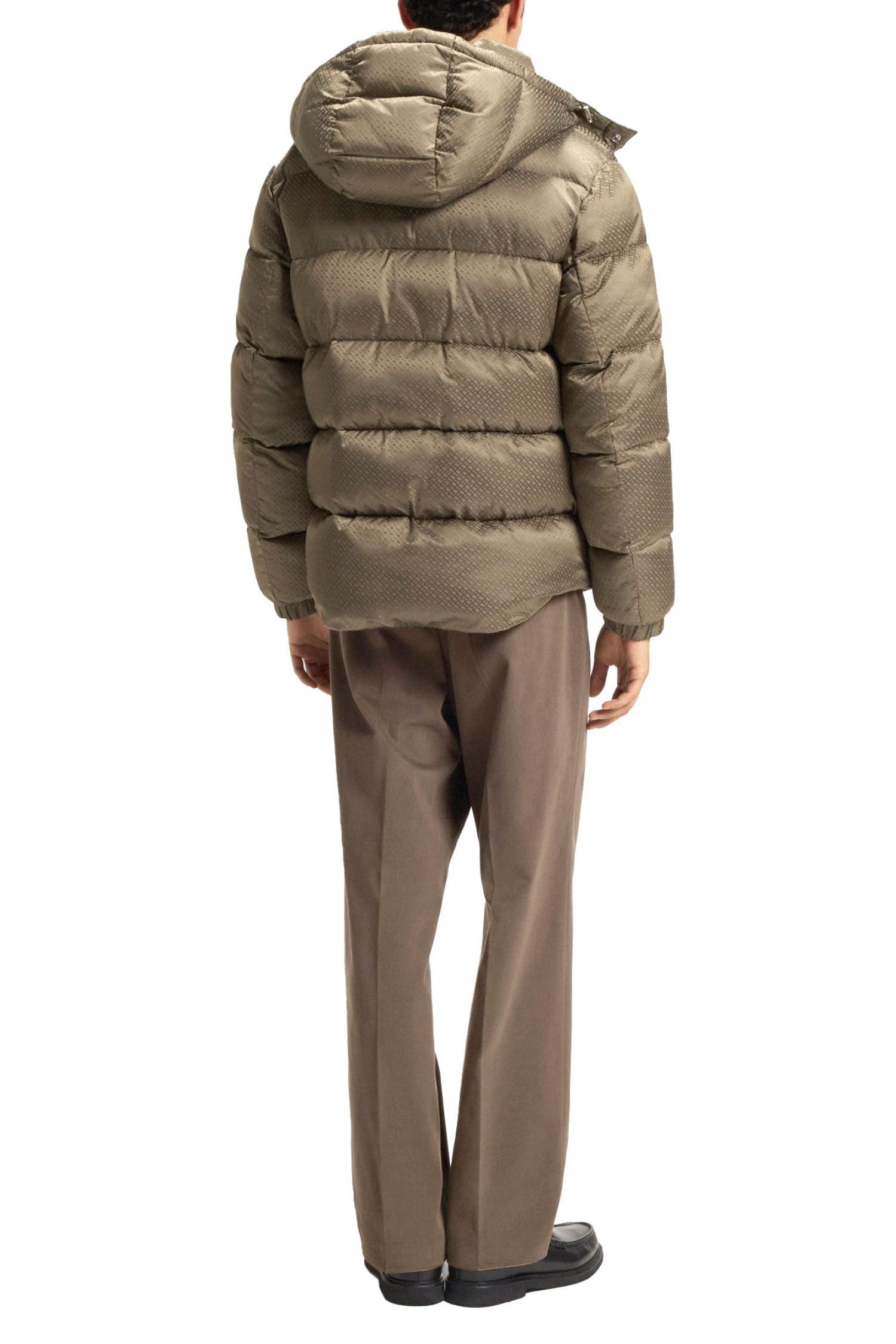 BOSS ΜΠΟΥΦΑΝ PUFFER ALL OVER LOGO ΑΠΟΣΠΩΜΕΝΗ KΟΥΚΟΥΛΑ H-COMBINIAN5 ΜΠΕΖ