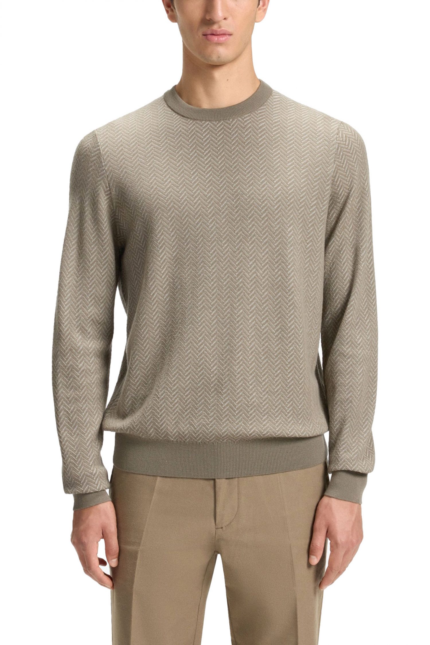 BOSS ΠΛΕΚΤΟ CREW NECK H-HABITO ΜΠΕΖ