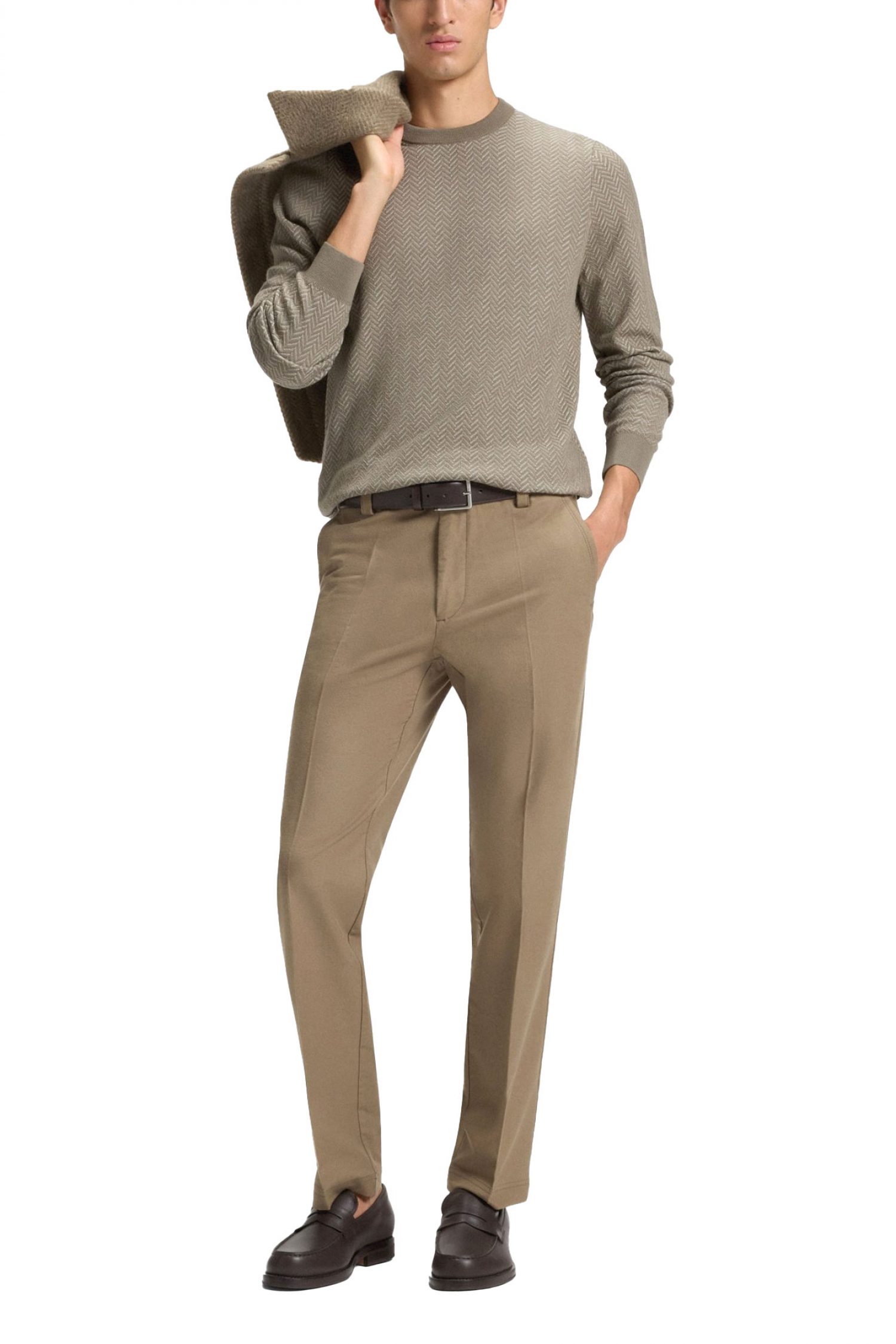 BOSS ΠΛΕΚΤΟ CREW NECK H-HABITO ΜΠΕΖ