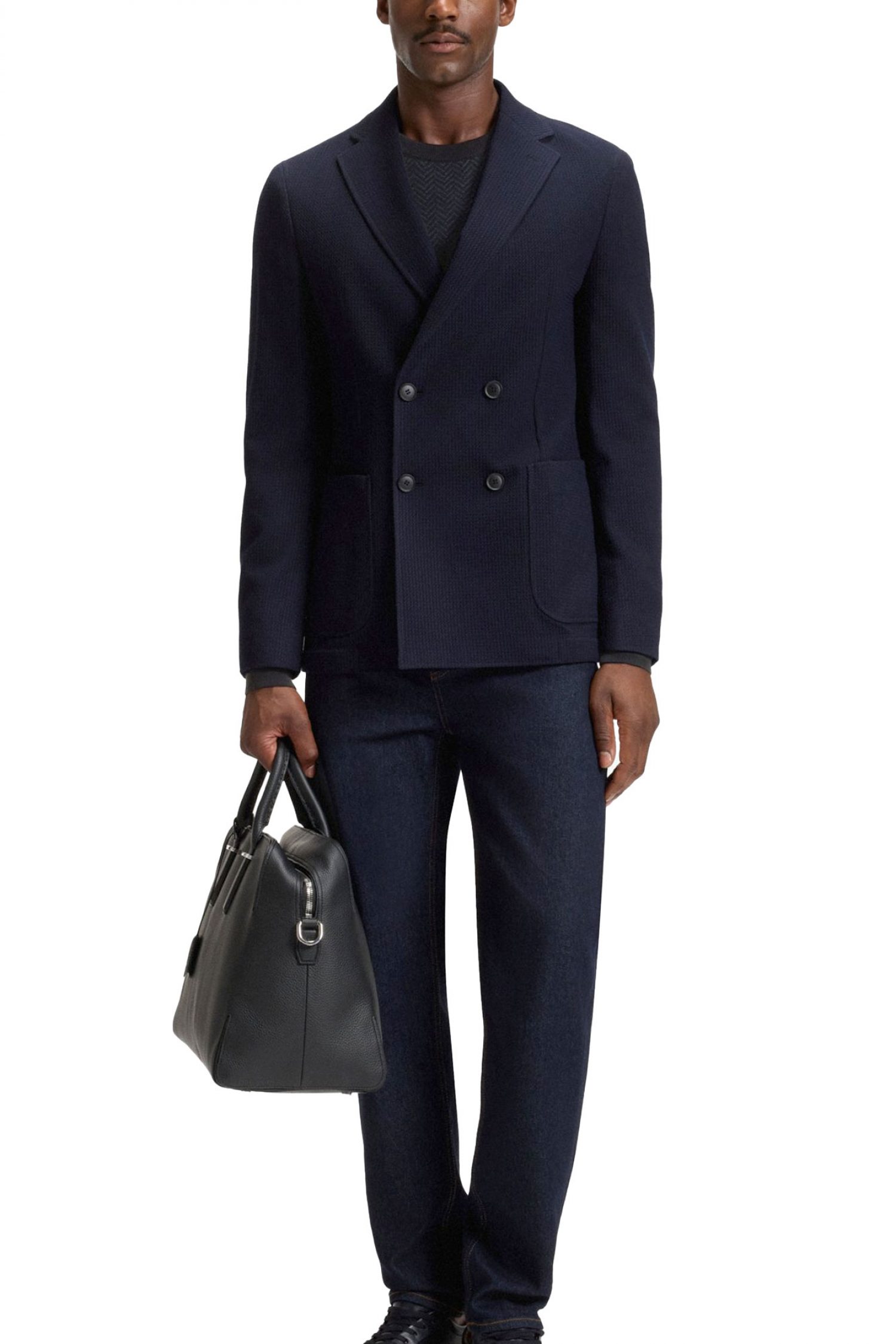 BOSS ΠΛΕΚΤΟ CREW NECK H-HABITO ΜΠΛΕ