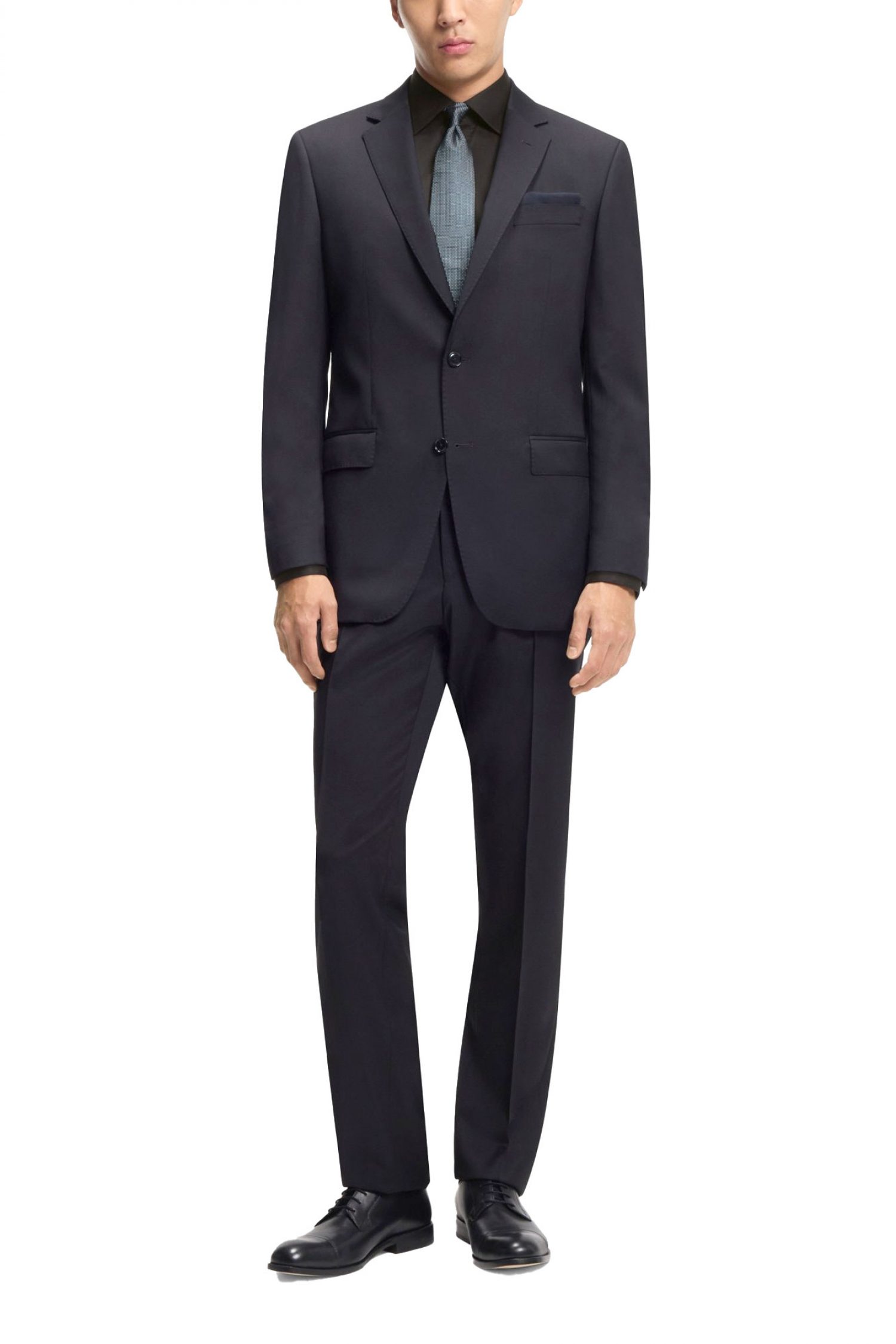 BOSS ΠOYΚΑΜΙΣΟ SLIM FIT EASY IRON H-HANK-PARTY6-254 ΜΑΥΡΟ