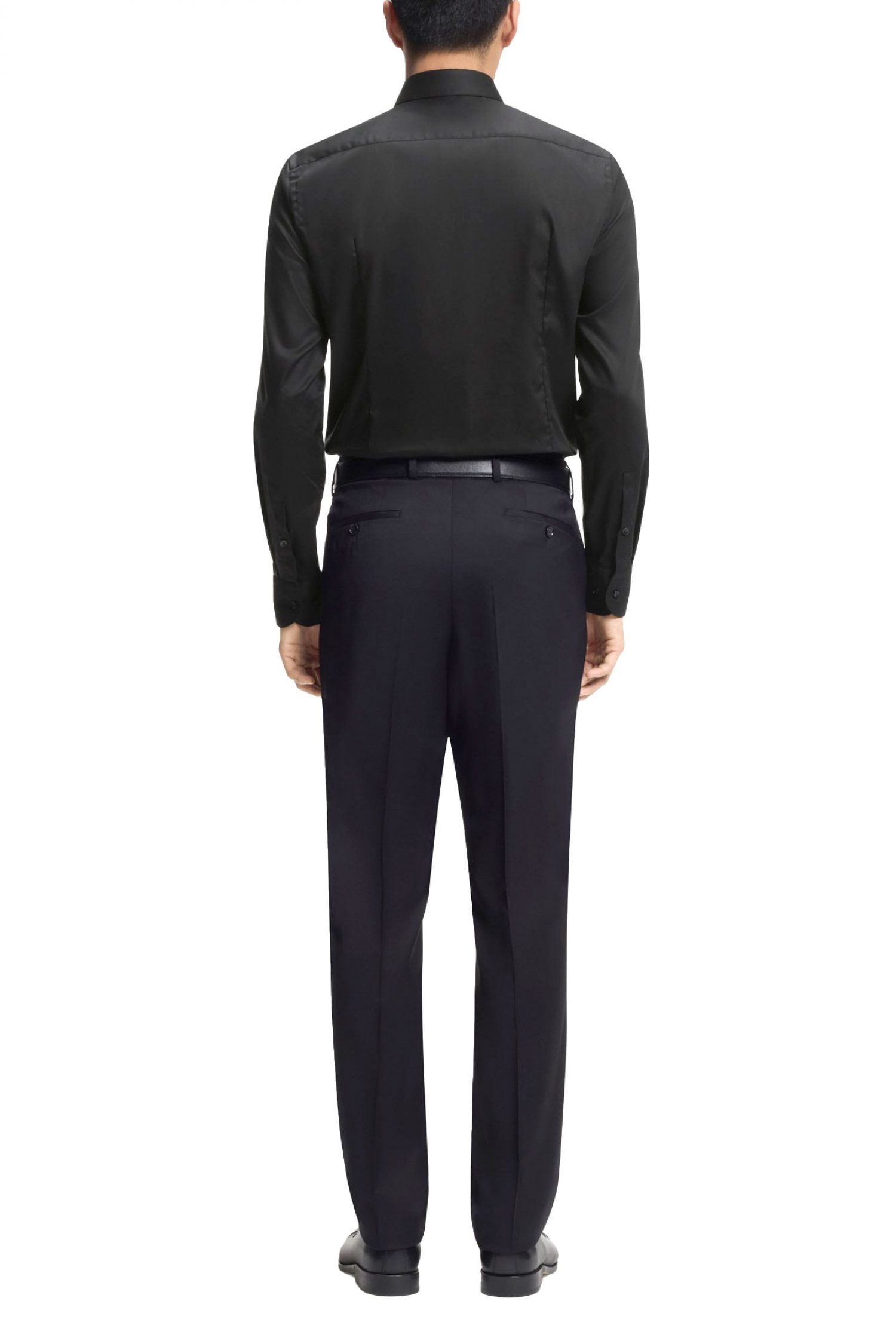 BOSS ΠOYΚΑΜΙΣΟ SLIM FIT EASY IRON H-HANK-PARTY6-254 ΜΑΥΡΟ