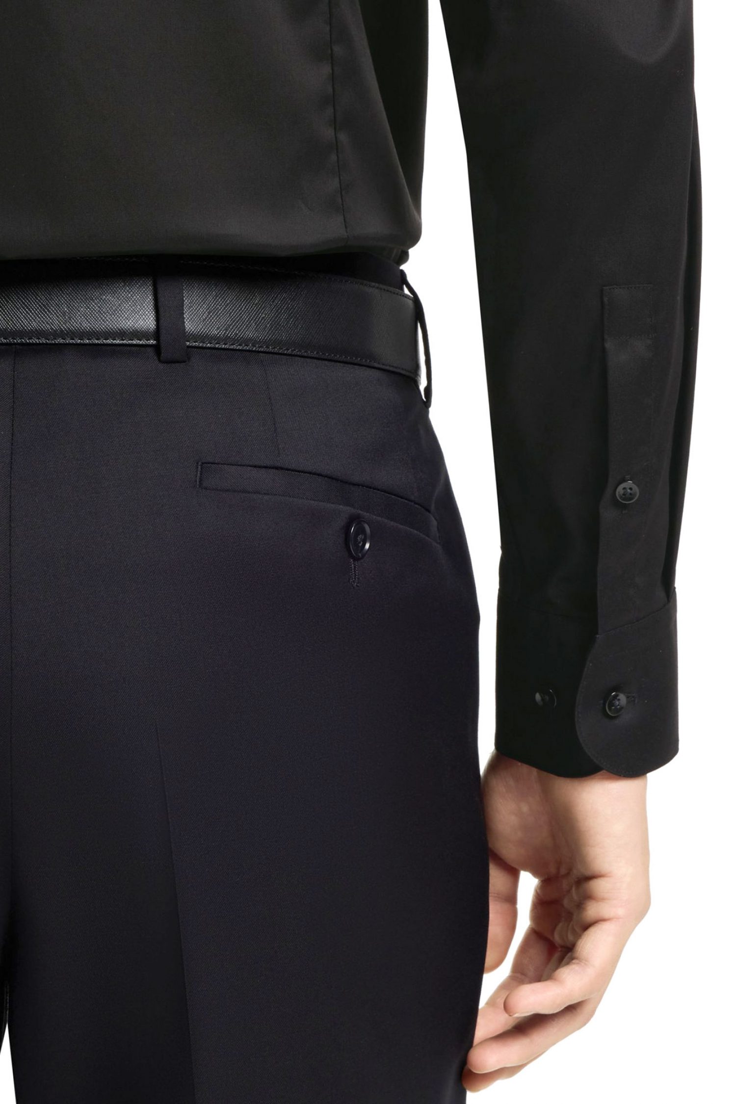 BOSS ΠOYΚΑΜΙΣΟ SLIM FIT EASY IRON H-HANK-PARTY6-254 ΜΑΥΡΟ