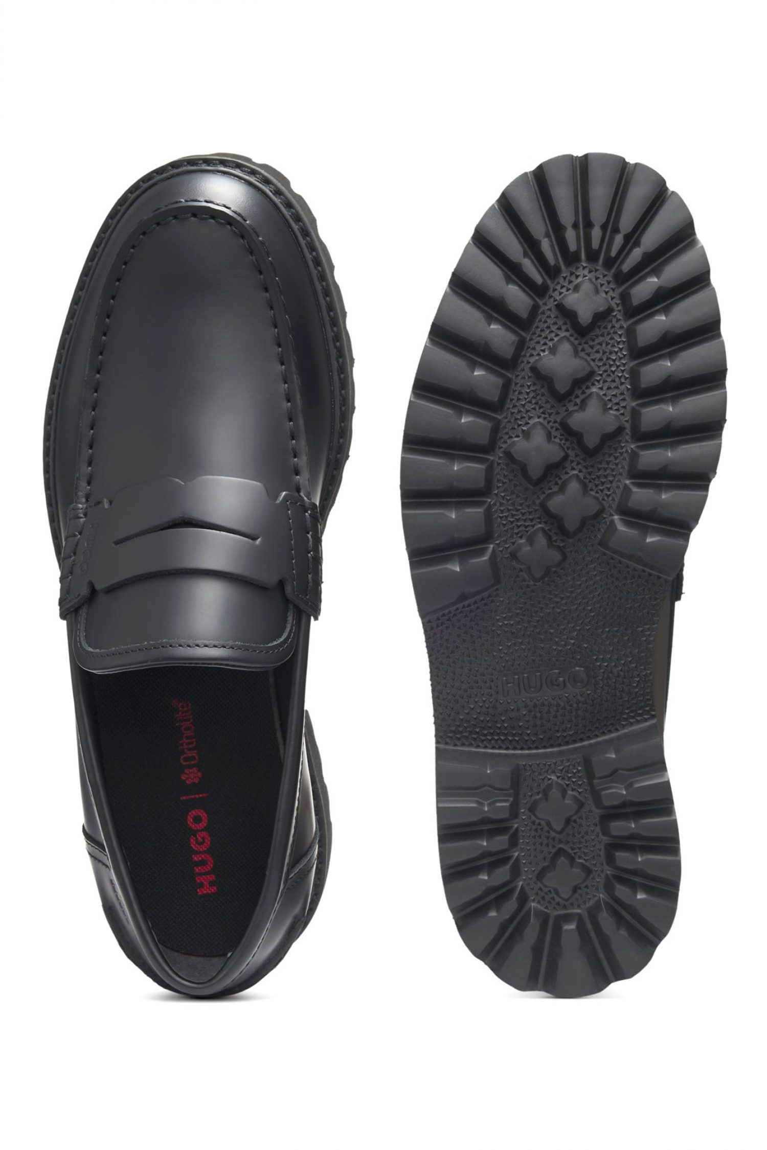 HUGO ΠΑΠΟΥΤΣΙΑ LOAFERS DRAVEN_LOAF_BO ΜΑΥΡΟ