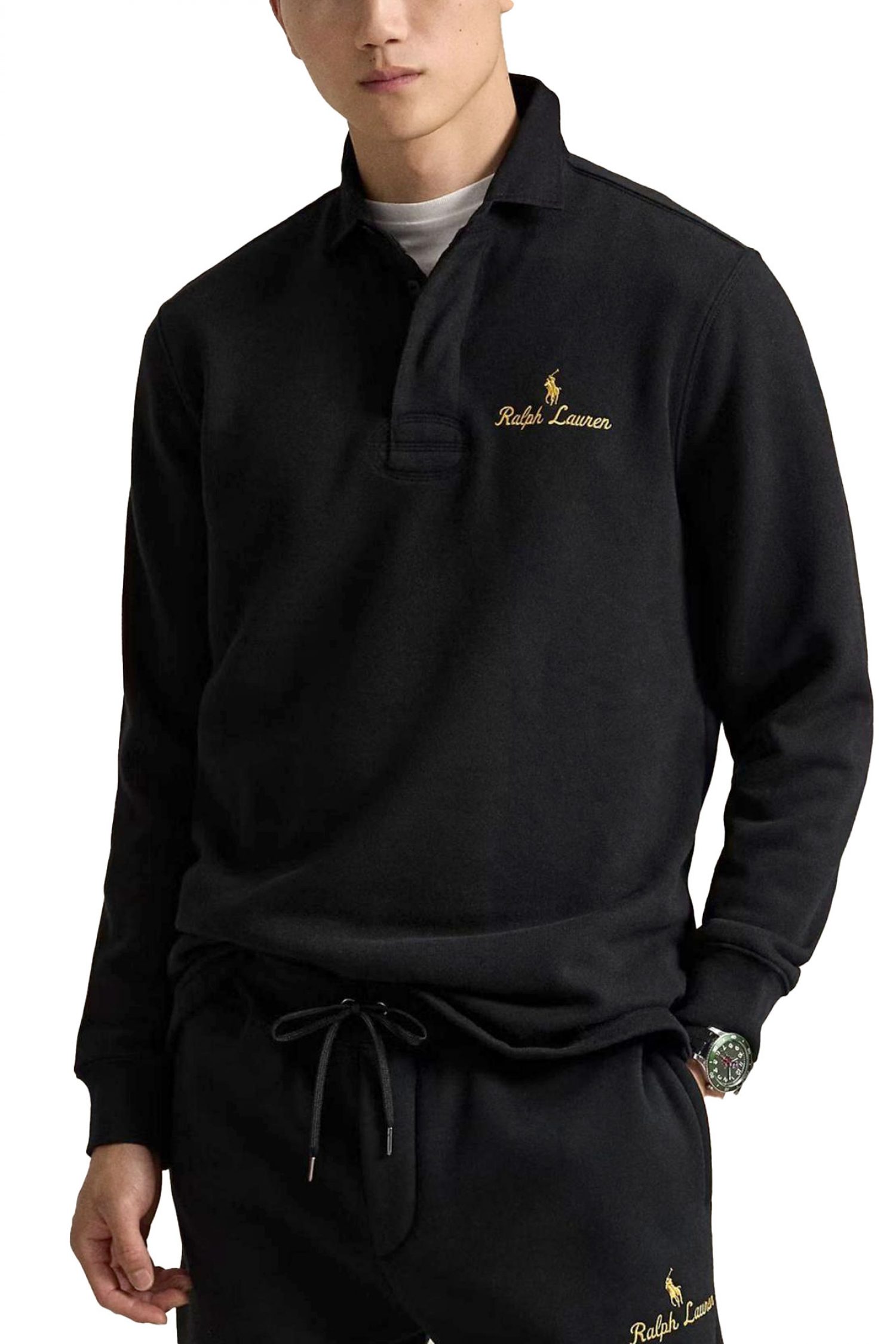 RALPH LAUREN POLO ΦΟΥΤΕΡ CLASSIC FIT GOLD LOGO ΜΑΥΡΟ