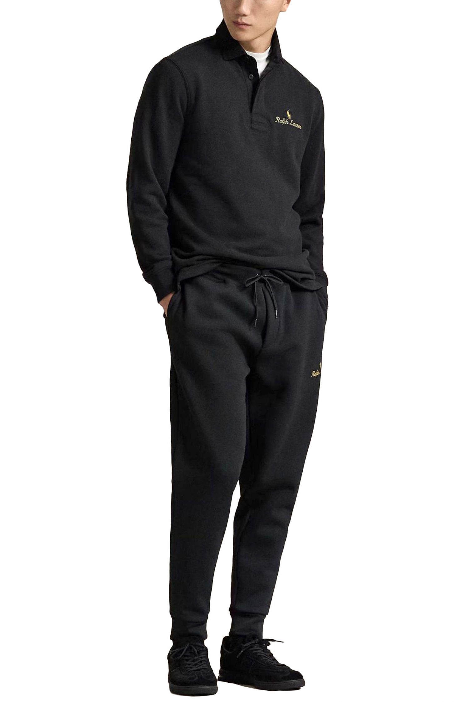 RALPH LAUREN POLO ΦΟΥΤΕΡ CLASSIC FIT GOLD LOGO ΜΑΥΡΟ