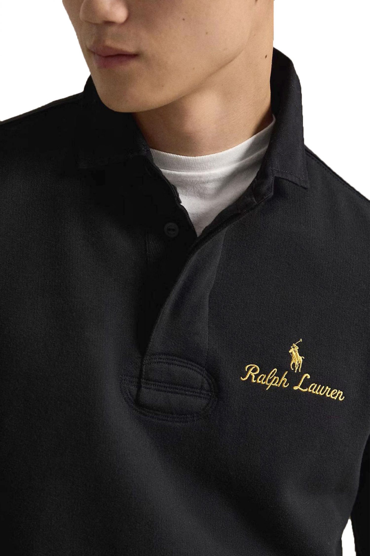 RALPH LAUREN POLO ΦΟΥΤΕΡ CLASSIC FIT GOLD LOGO ΜΑΥΡΟ