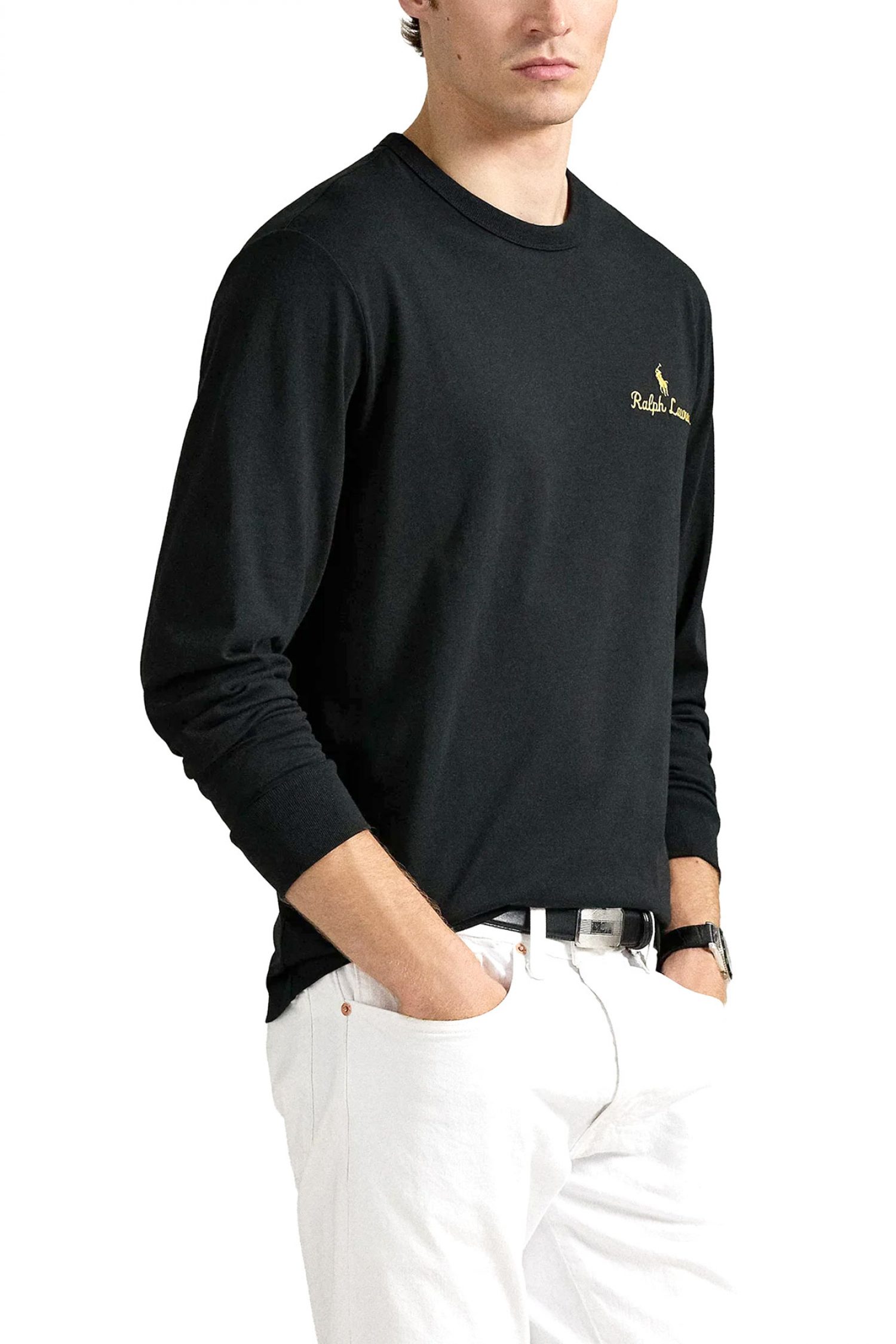 RALPH LAUREN T-SHIRT GOLD LOGO ΜΑΥΡΟ