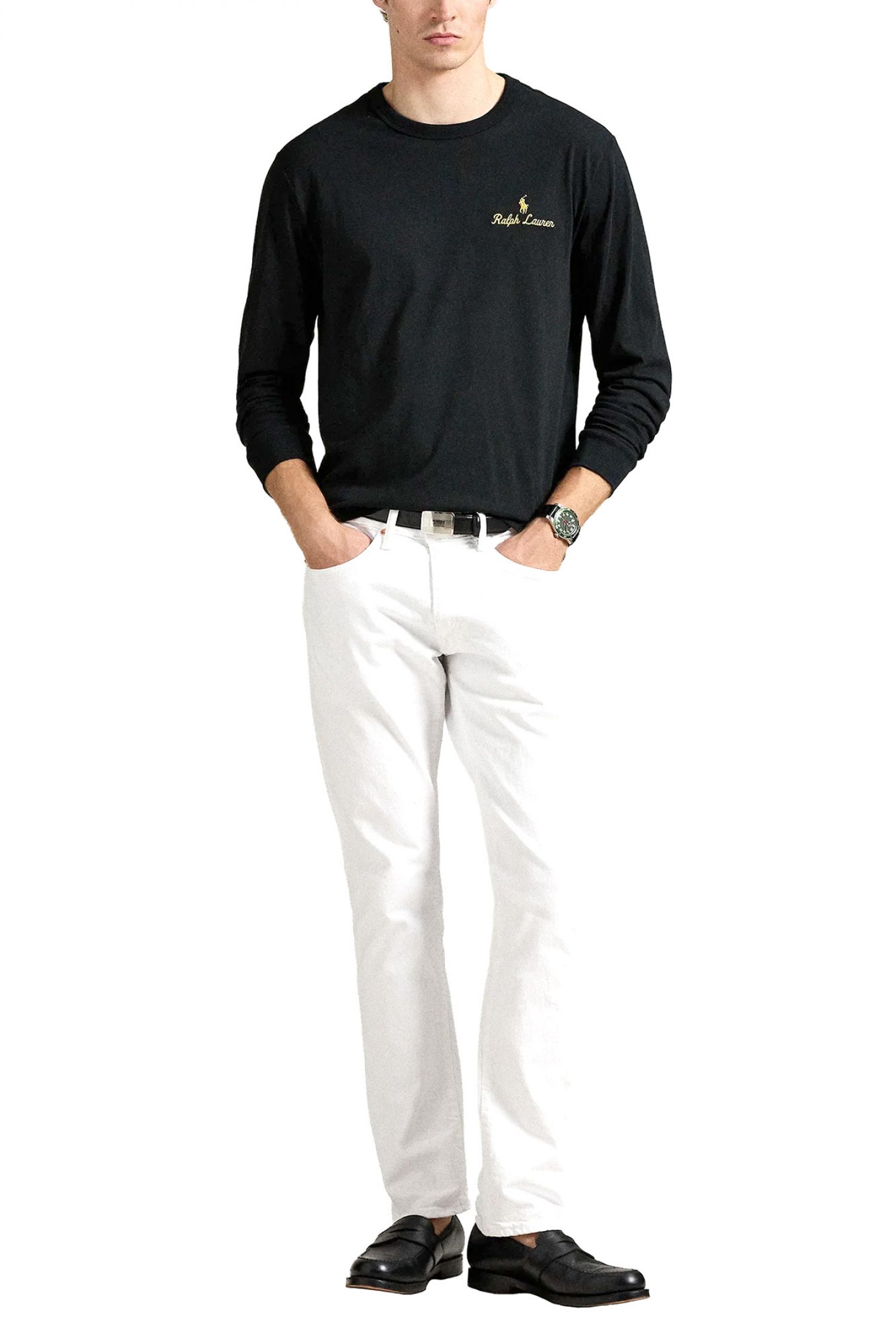 RALPH LAUREN T-SHIRT GOLD LOGO ΜΑΥΡΟ