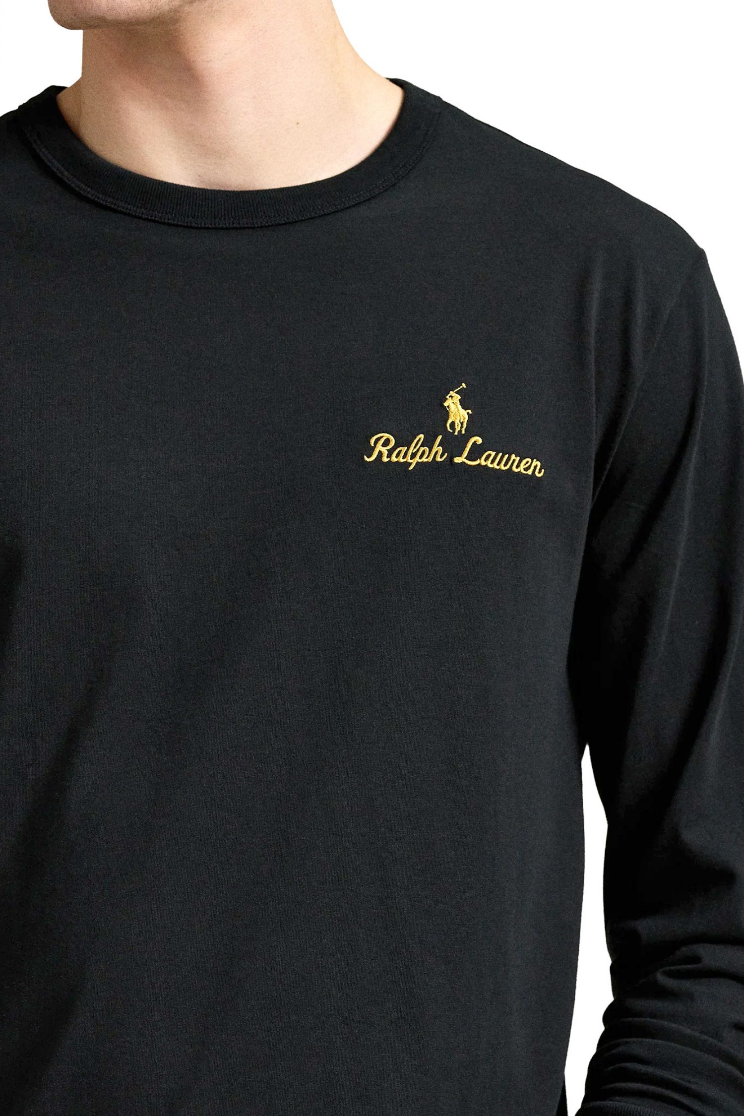 RALPH LAUREN T-SHIRT GOLD LOGO ΜΑΥΡΟ