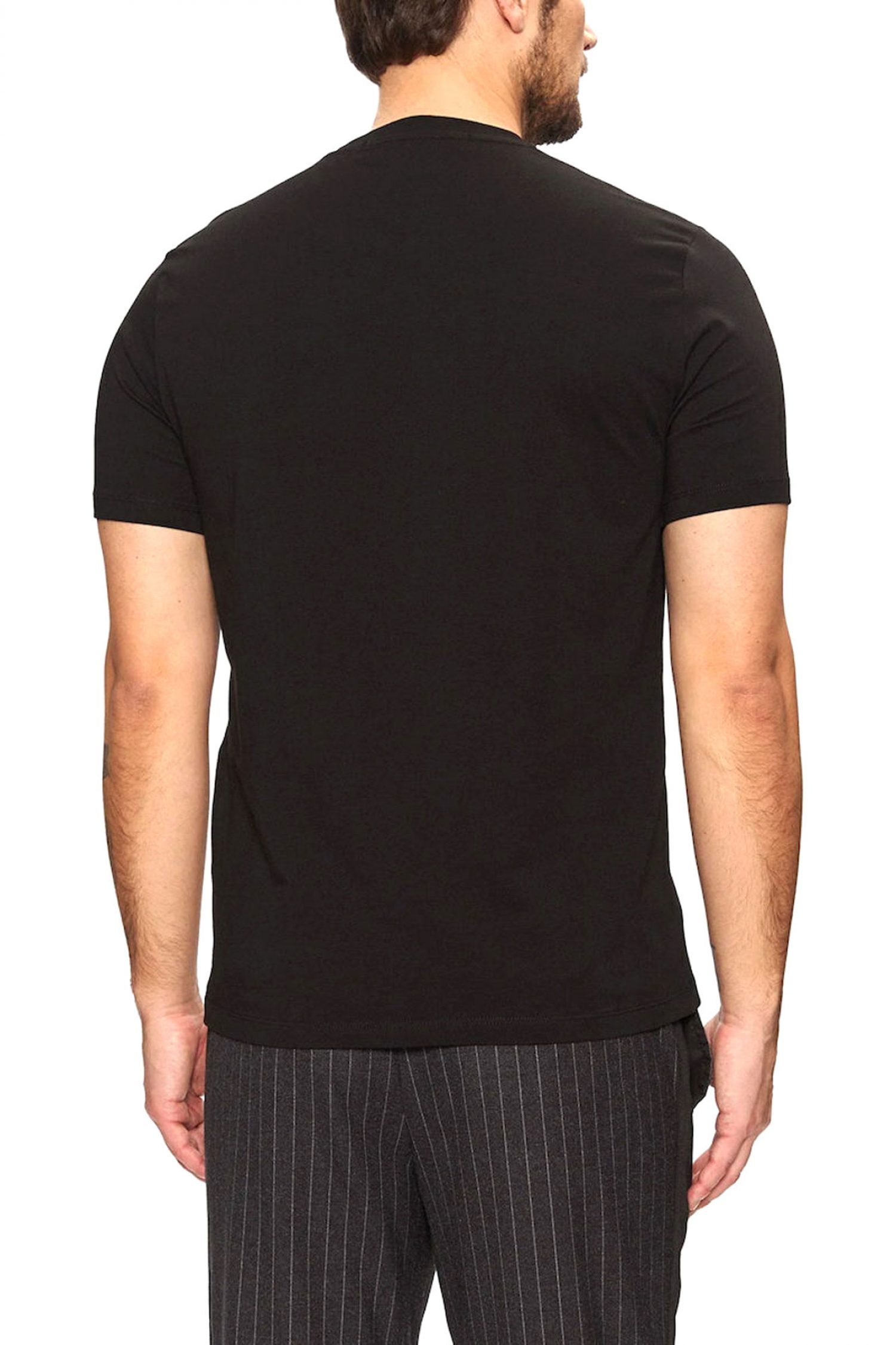 KARL LAGERFELD T-SHIRT CREW NECK GOLD LOGO ΜΑΥΡΟ