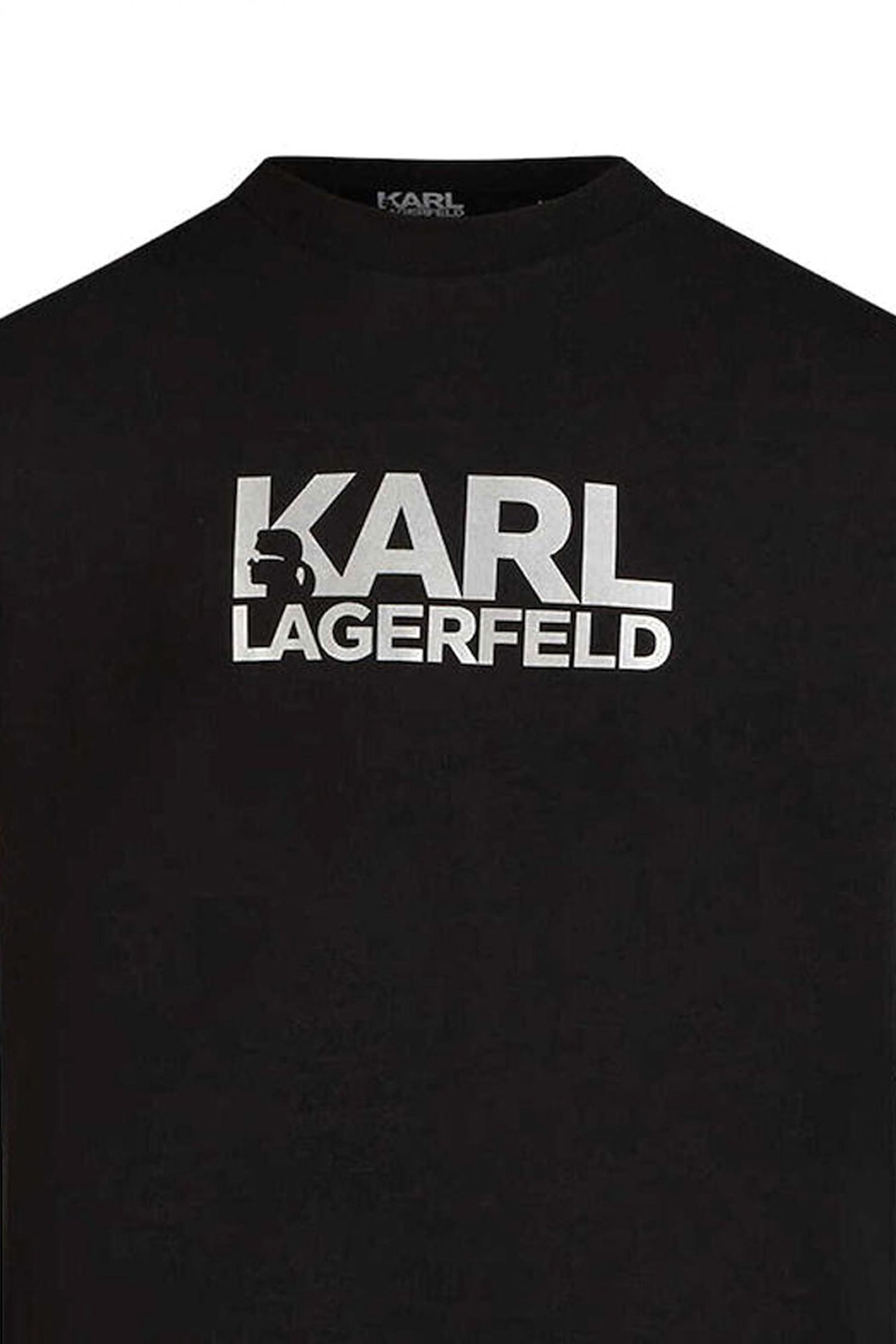 KARL LAGERFELD T-SHIRT CREW NECK SILVER LOGO ΜΑΥΡΟ