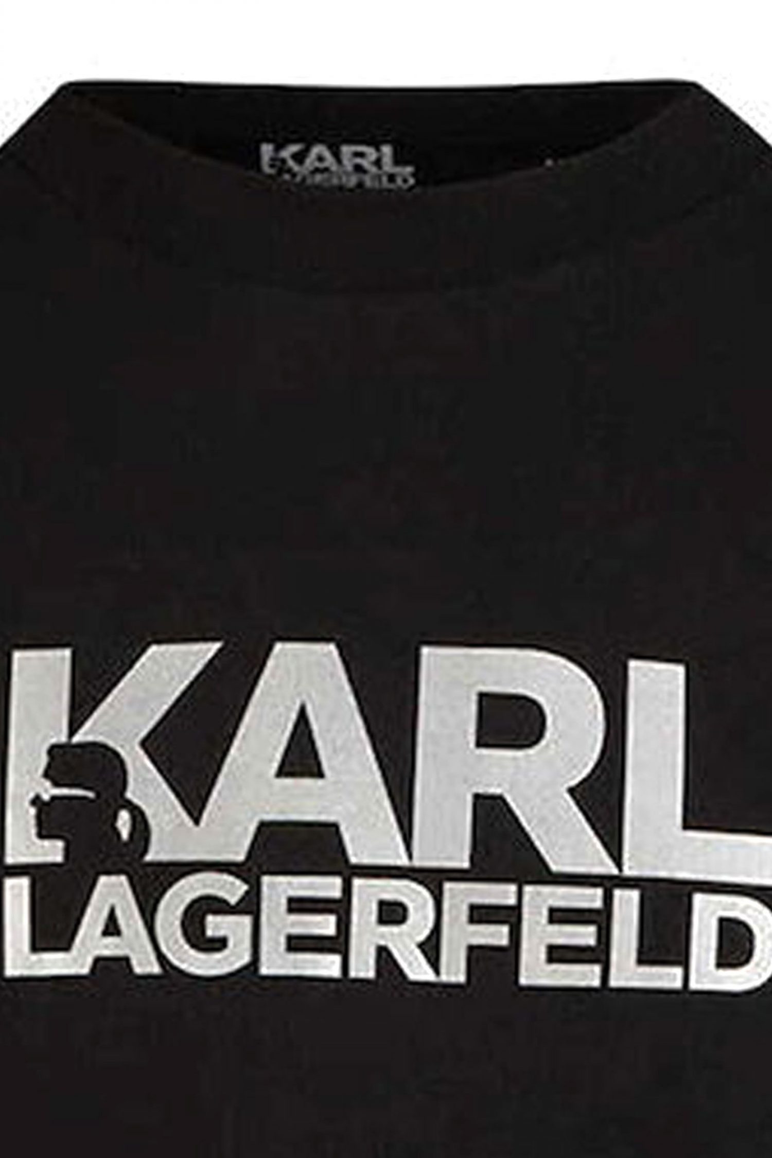 KARL LAGERFELD T-SHIRT CREW NECK SILVER LOGO ΜΑΥΡΟ