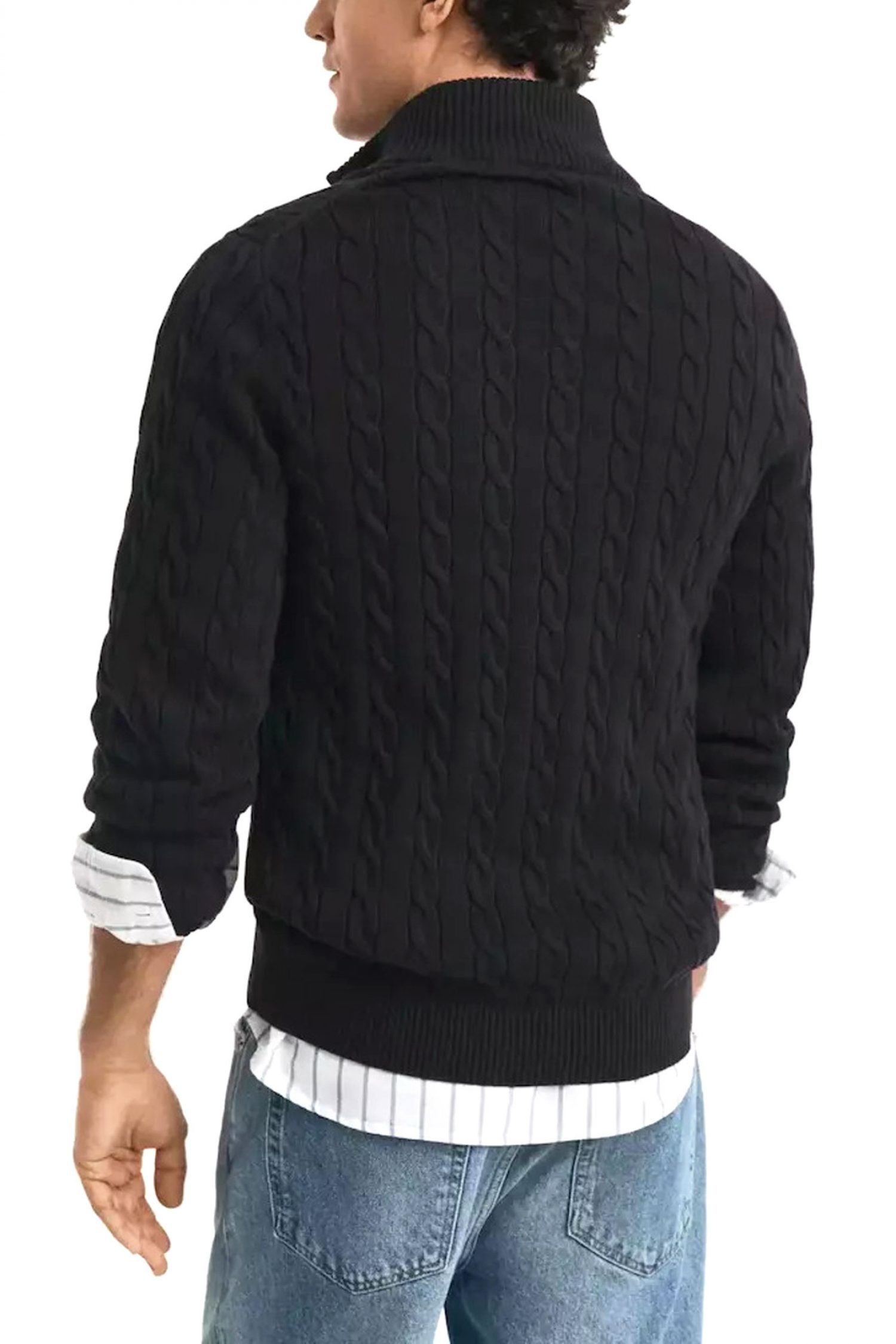 GANT ΠΛΕΚΤΟ HALF ZIP COTTON CABLE ΜΑΥΡΟ