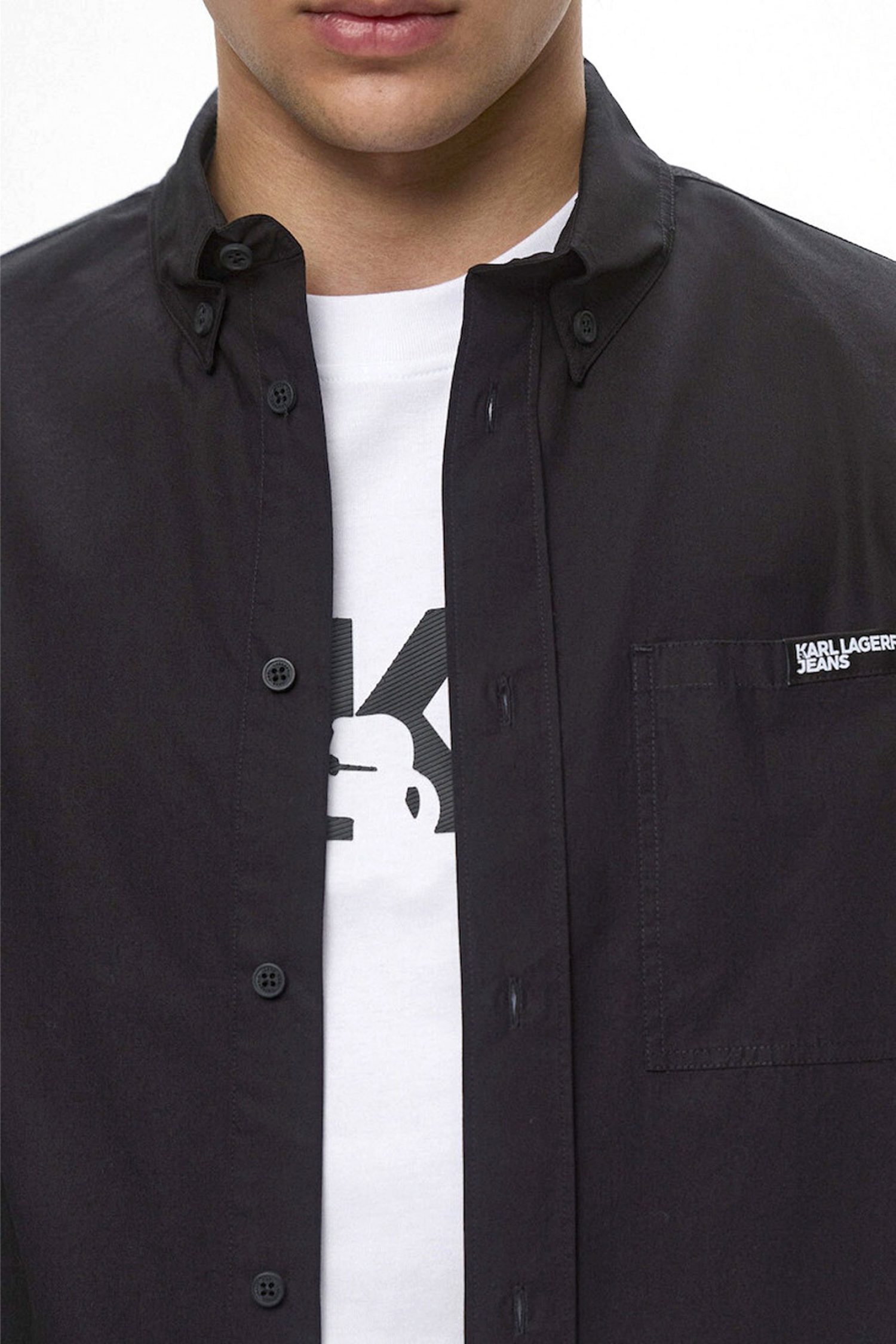 KARL LAGERFELD JEANS ΠΟΥΚΑΜΙΣΟ POPLIN SHIRT ΜΑΥΡΟ
