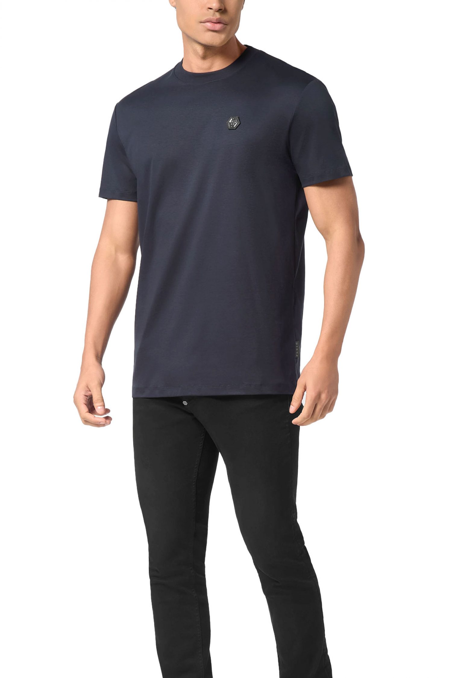 PHILIPP PLEIN T-SHIRT ROUND NECK HEXAGON ΜΠΛΕ